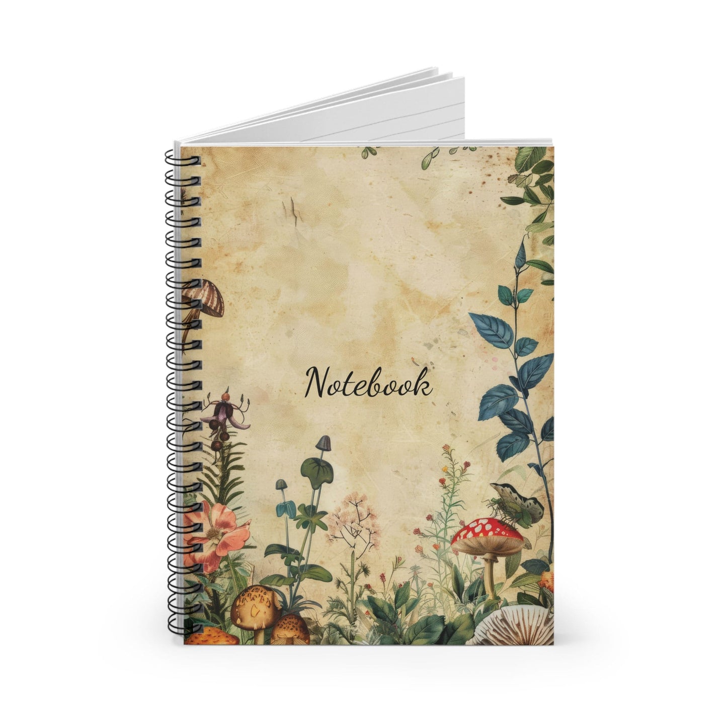 Mushroom Notebook 118-Page Spiral Ruled Line Paper Ideal for Shopping Lists School Notes Poems | 6x8 | Durable Metal Binding Stylish Cover