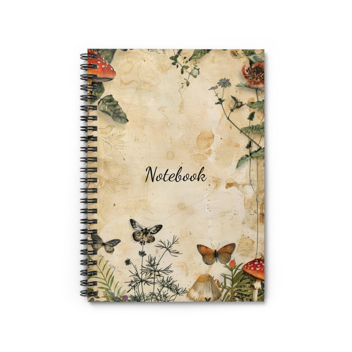 Mushroom Notebook 118-Page Spiral Ruled Line Paper Ideal for Shopping Lists School Notes Poems | 6x8 | Durable Metal Binding Stylish Cover