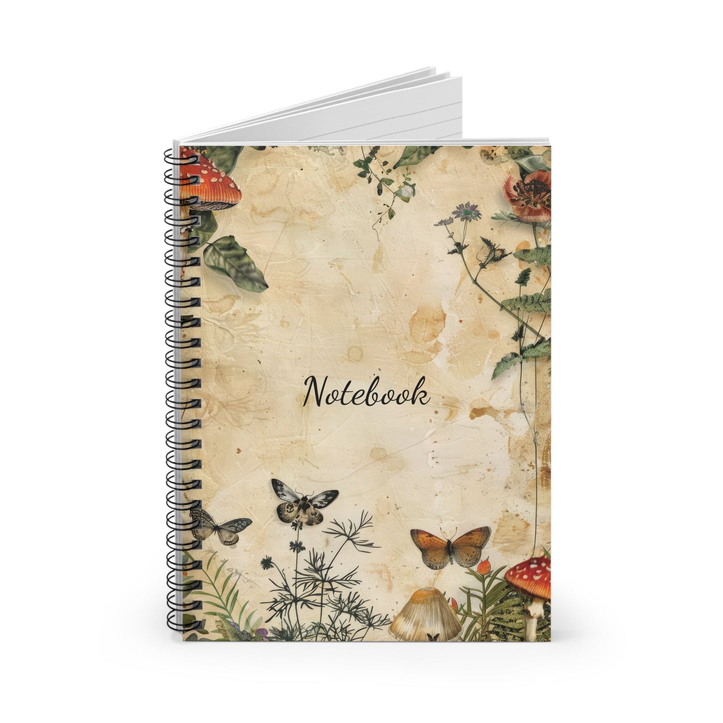 Mushroom Notebook 118-Page Spiral Ruled Line Paper Ideal for Shopping Lists School Notes Poems | 6x8 | Durable Metal Binding Stylish Cover