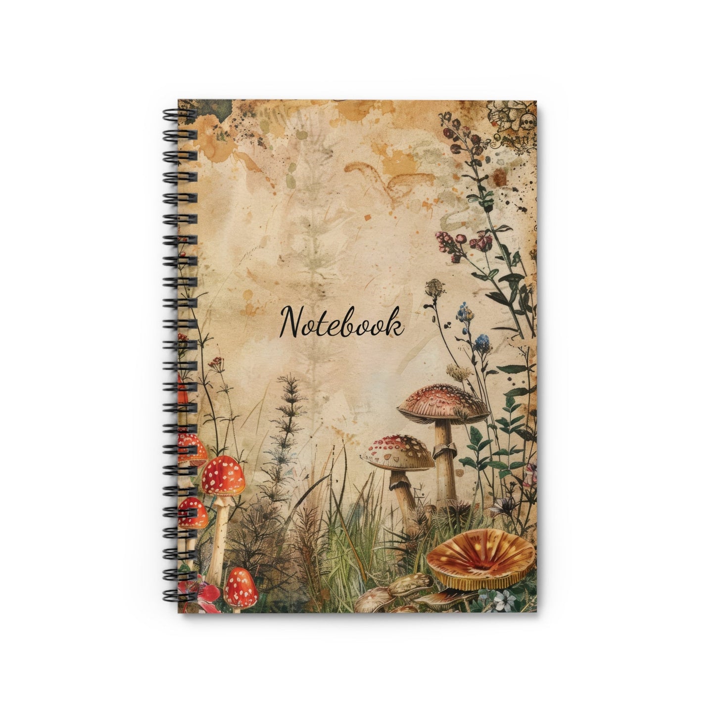 Mushroom Notebook 118-Page Spiral Ruled Line Paper Ideal for Shopping Lists School Notes Poems | 6x8 | Durable Metal Binding Stylish Cover