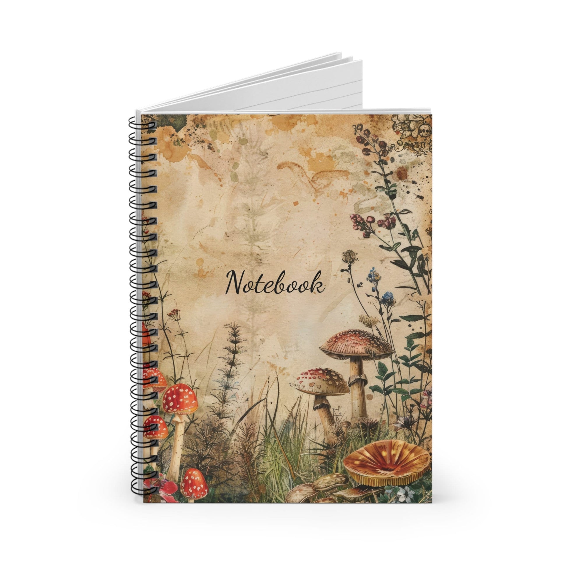 Mushroom Notebook 118-Page Spiral Ruled Line Paper Ideal for Shopping Lists School Notes Poems | 6x8 | Durable Metal Binding Stylish Cover