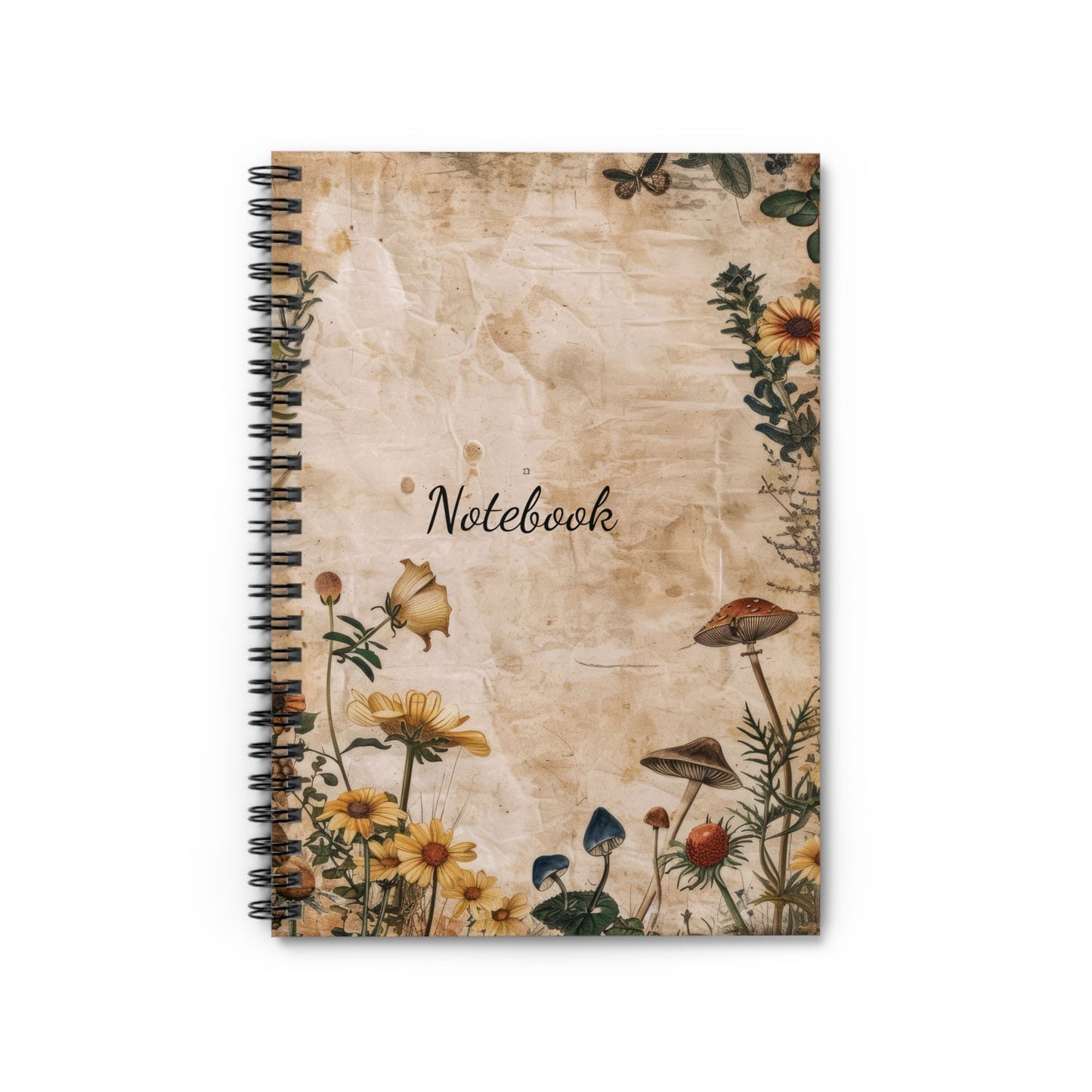 Mushroom Notebook 118-Page Spiral Ruled Line Paper Ideal for Shopping Lists School Notes Poems | 6x8 | Durable Metal Binding Stylish Cover