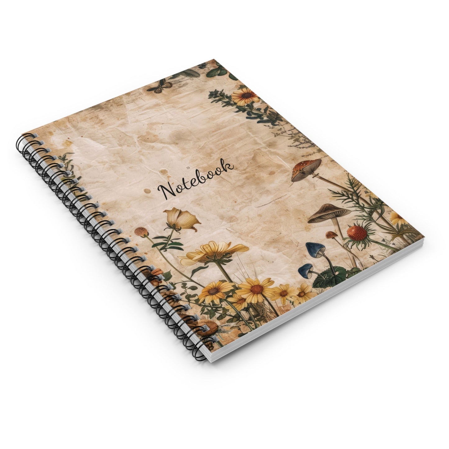 Mushroom Notebook 118-Page Spiral Ruled Line Paper Ideal for Shopping Lists School Notes Poems | 6x8 | Durable Metal Binding Stylish Cover