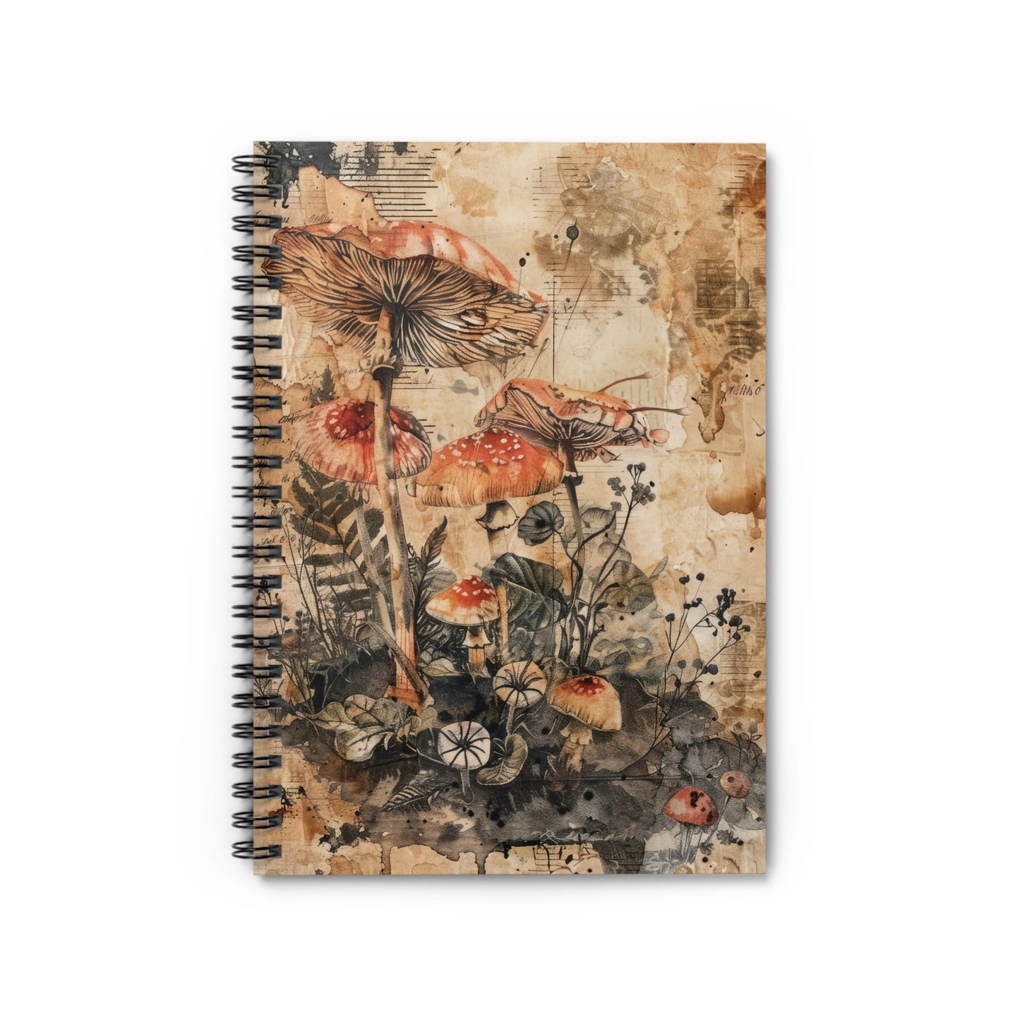 Mushroom Notebook 118-Page Spiral Ruled Line Paper Ideal for Shopping Lists School Notes Poems | 6x8 | Durable Metal Binding Stylish Cover