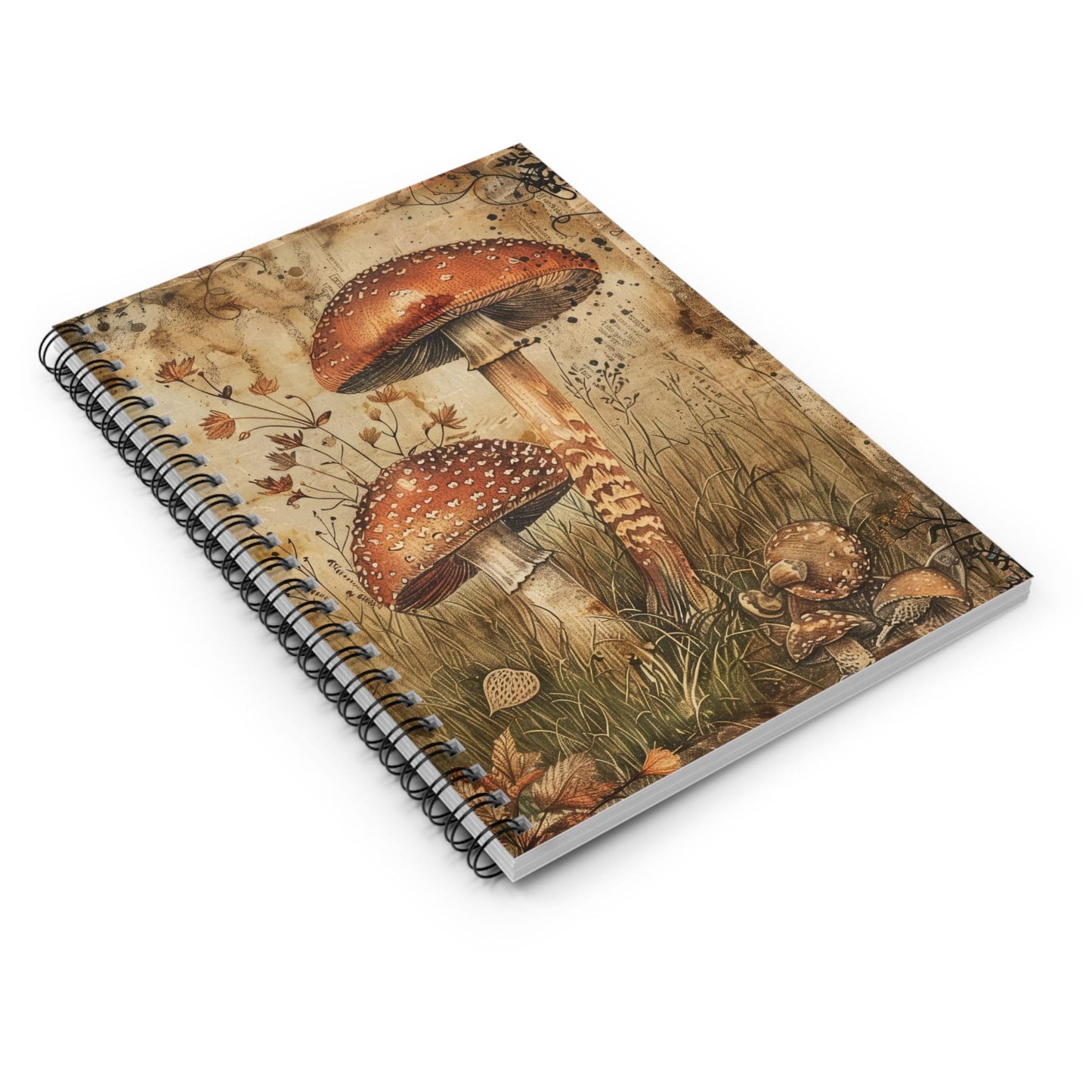 Mushroom Notebook 118-Page Spiral Ruled Line Paper Ideal for Shopping Lists School Notes Poems | 6x8 | Durable Metal Binding Stylish Cover