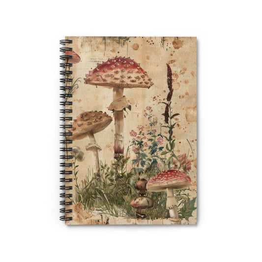 Mushroom Notebook 118-Page Spiral Ruled Line Paper Ideal for Shopping Lists School Notes Poems | 6x8 | Durable Metal Binding Stylish Cover