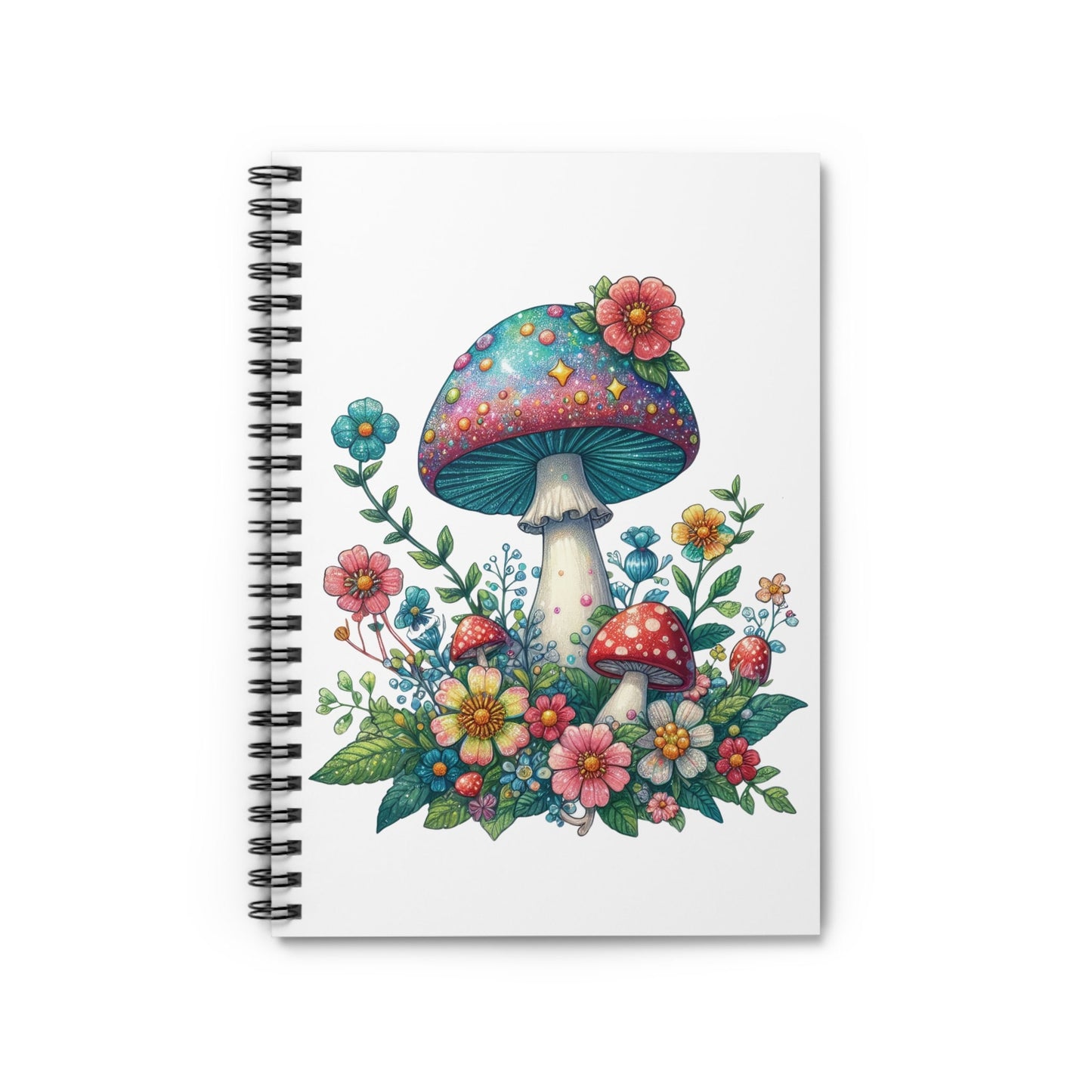 Mushroom Notebook 118-Page Spiral Ruled Line Paper Ideal for Shopping Lists School Notes Poems | 6x8 | Durable Metal Binding Stylish Cover