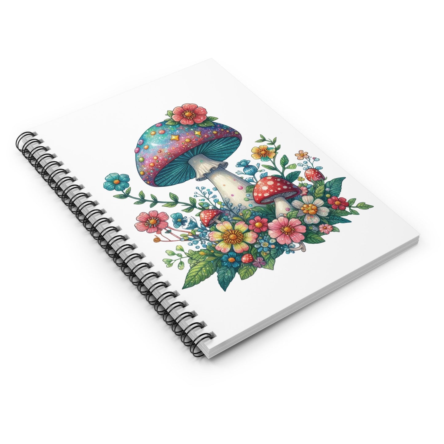 Mushroom Notebook 118-Page Spiral Ruled Line Paper Ideal for Shopping Lists School Notes Poems | 6x8 | Durable Metal Binding Stylish Cover