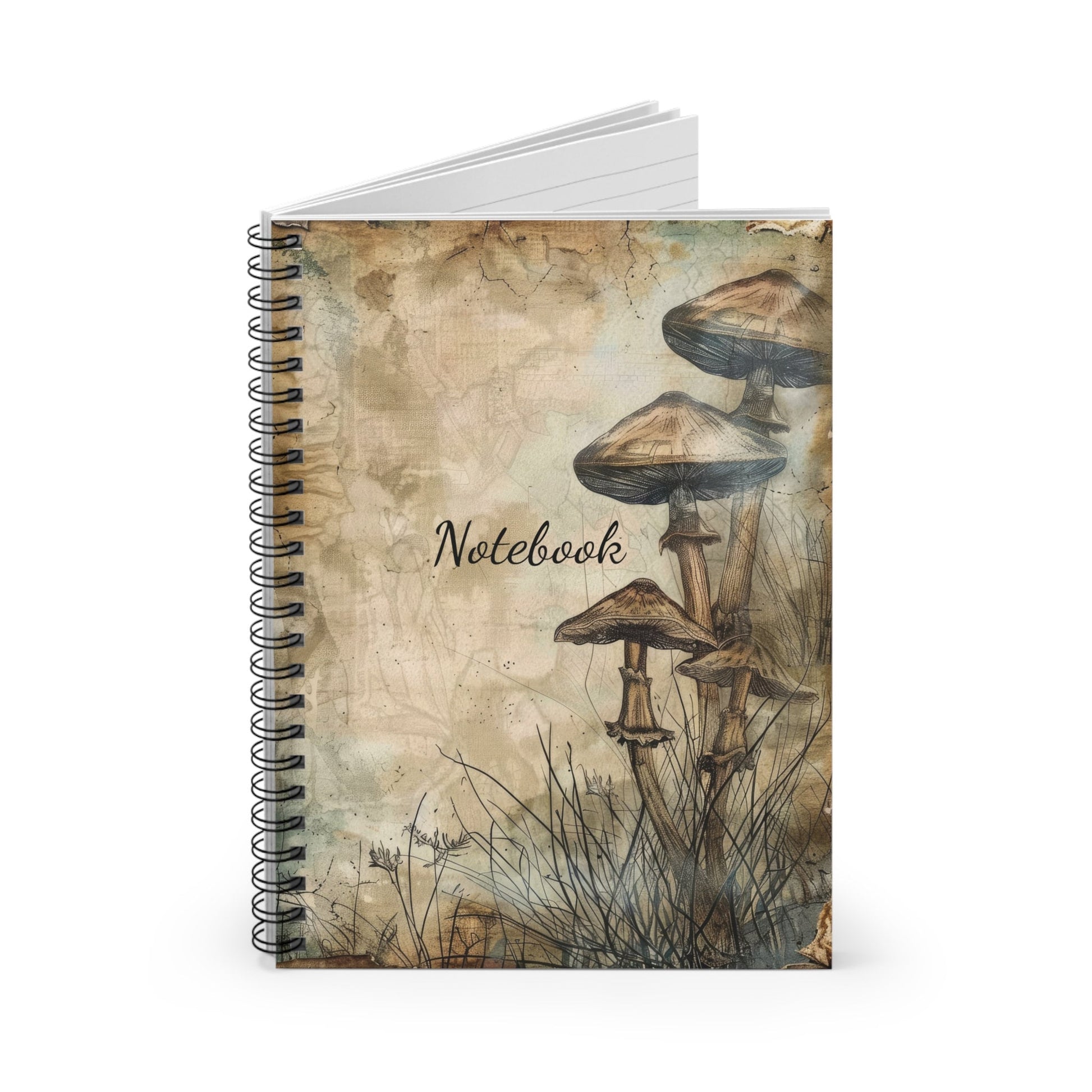 Mushroom Notebook 118-Page Spiral Ruled Line Paper Ideal for Shopping Lists School Notes Poems | 6x8 | Durable Metal Binding Stylish Cover