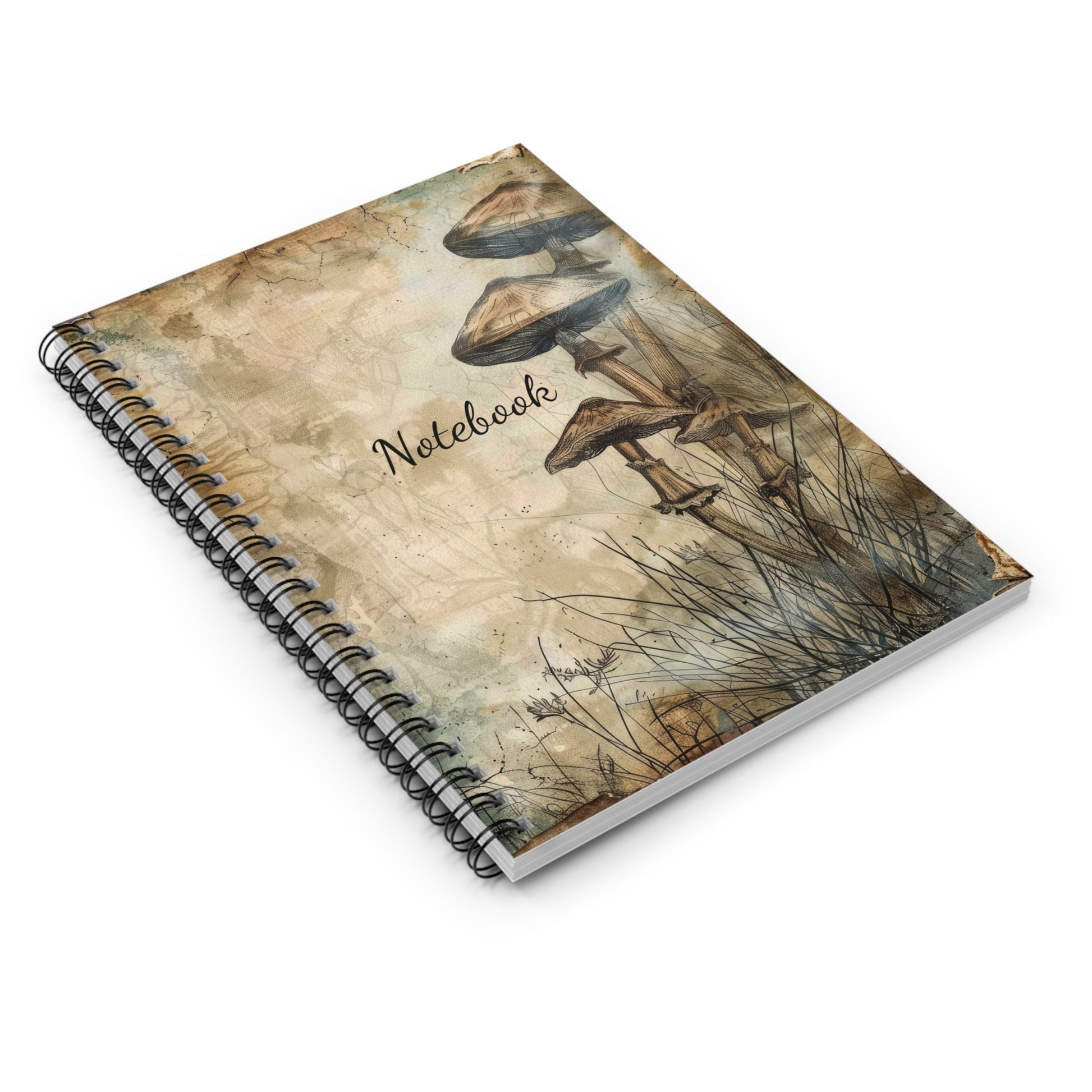 Mushroom Notebook 118-Page Spiral Ruled Line Paper Ideal for Shopping Lists School Notes Poems | 6x8 | Durable Metal Binding Stylish Cover