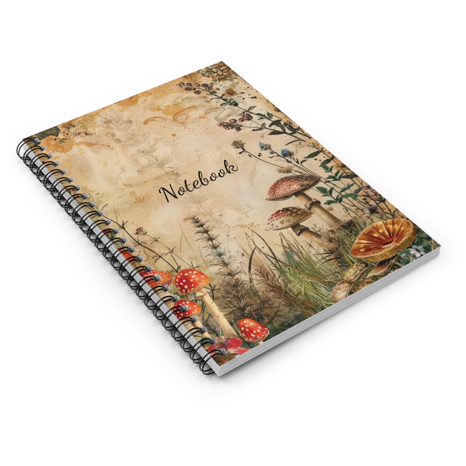 Mushroom Notebook 118-Page Spiral Ruled Line Paper Ideal for Shopping Lists School Notes Poems | 6x8 | Durable Metal Binding Stylish Cover