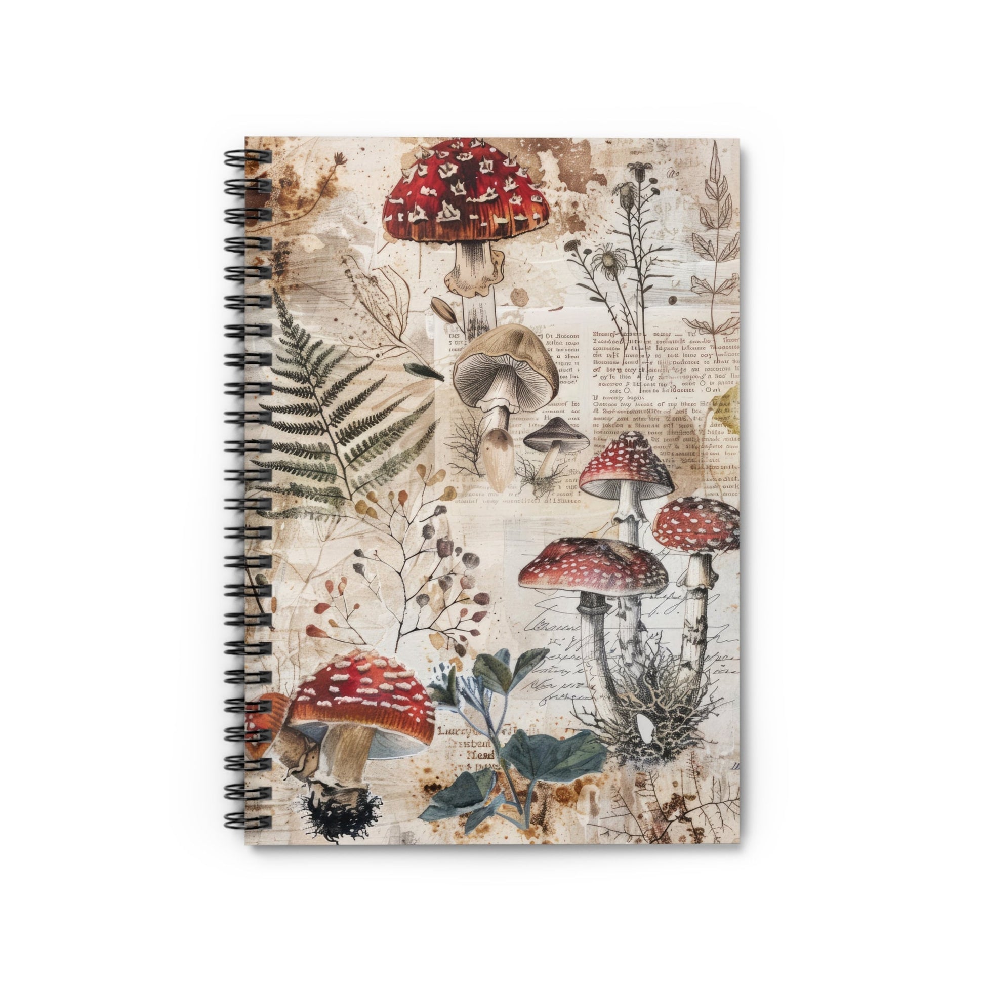 Mushroom Notebook 118-Page Spiral Ruled Line Paper Ideal for Shopping Lists School Notes Poems | 6x8 | Durable Metal Binding Stylish Cover