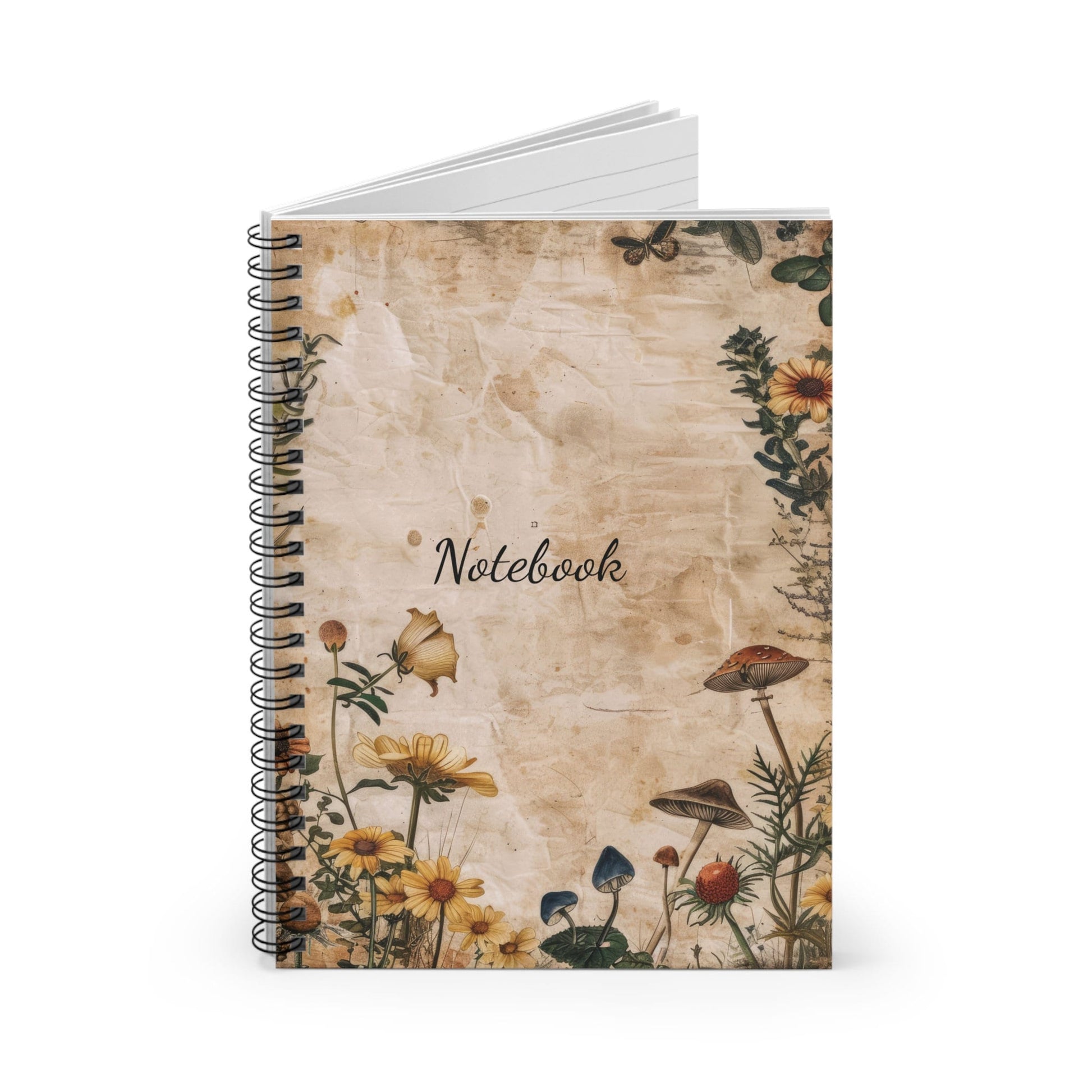 Mushroom Notebook 118-Page Spiral Ruled Line Paper Ideal for Shopping Lists School Notes Poems | 6x8 | Durable Metal Binding Stylish Cover