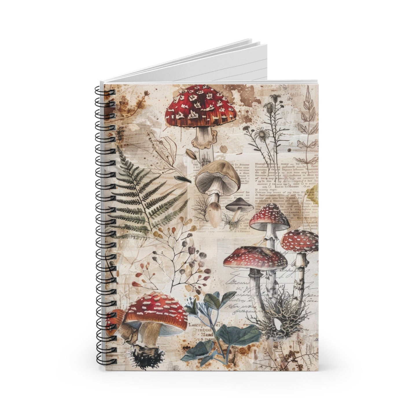 Mushroom Notebook 118-Page Spiral Ruled Line Paper Ideal for Shopping Lists School Notes Poems | 6x8 | Durable Metal Binding Stylish Cover