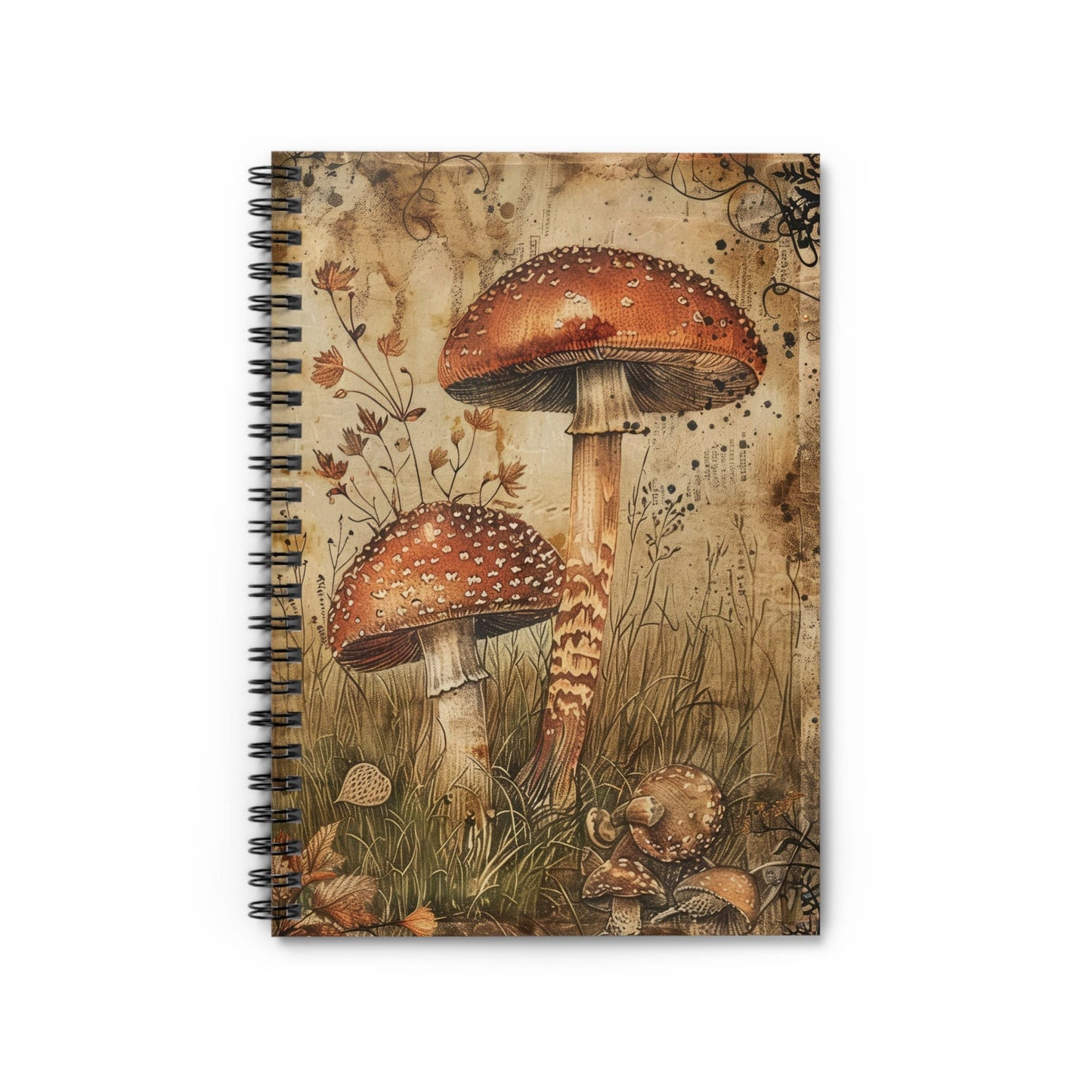 Mushroom Notebook 118-Page Spiral Ruled Line Paper Ideal for Shopping Lists School Notes Poems | 6x8 | Durable Metal Binding Stylish Cover