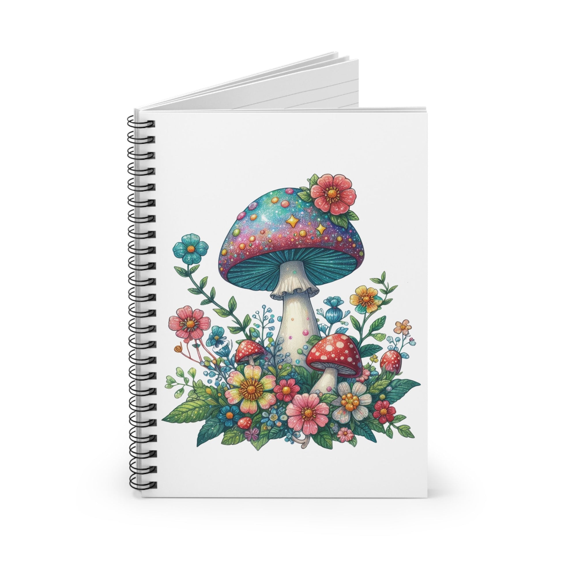 Mushroom Notebook 118-Page Spiral Ruled Line Paper Ideal for Shopping Lists School Notes Poems | 6x8 | Durable Metal Binding Stylish Cover