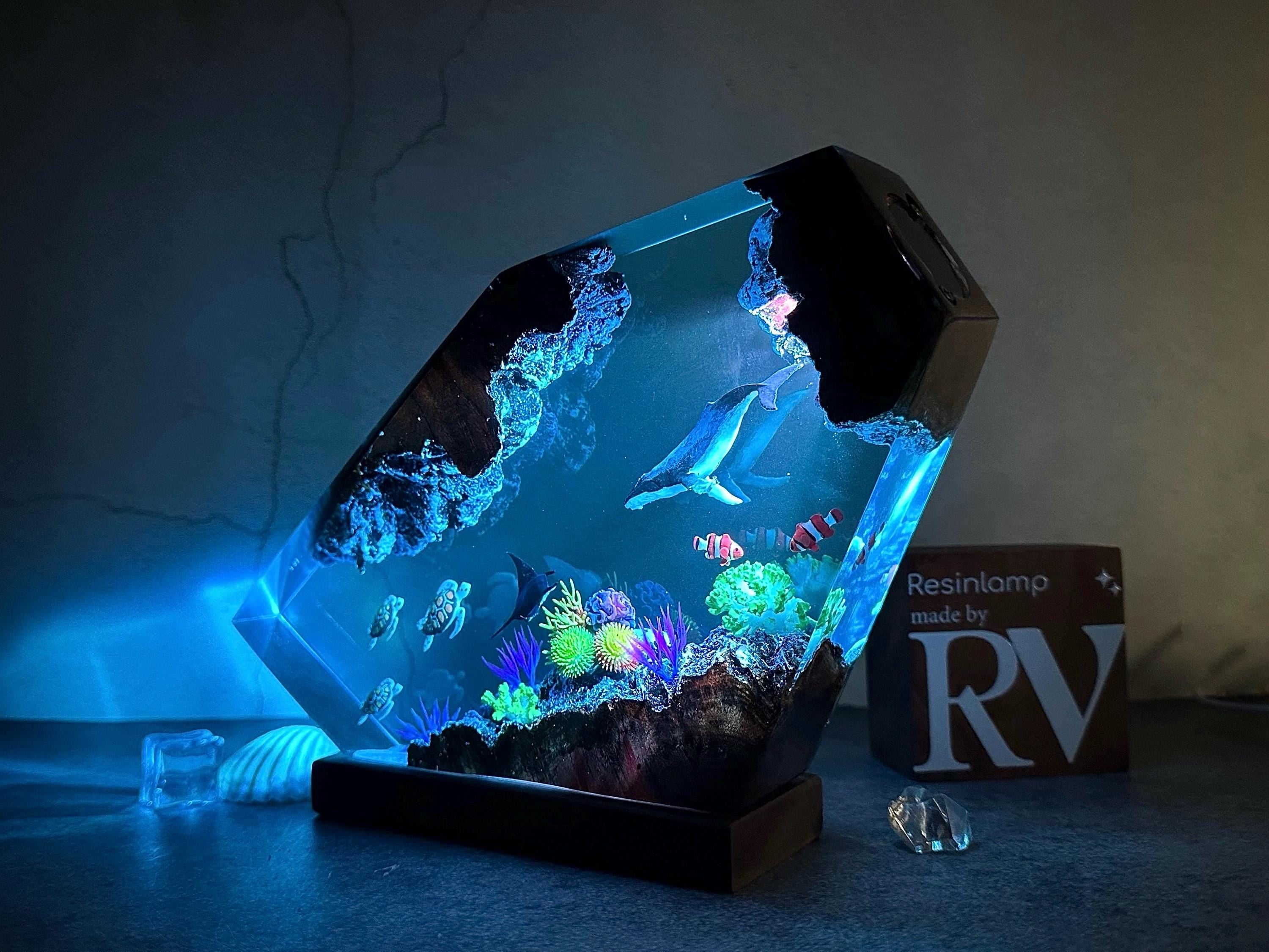 Custom Epoxy Resin Ocean Lamp, Whale, Turtle, Manta Ray Night Light,  resin art, gift for home, Gift for Kid, Unique Christmas