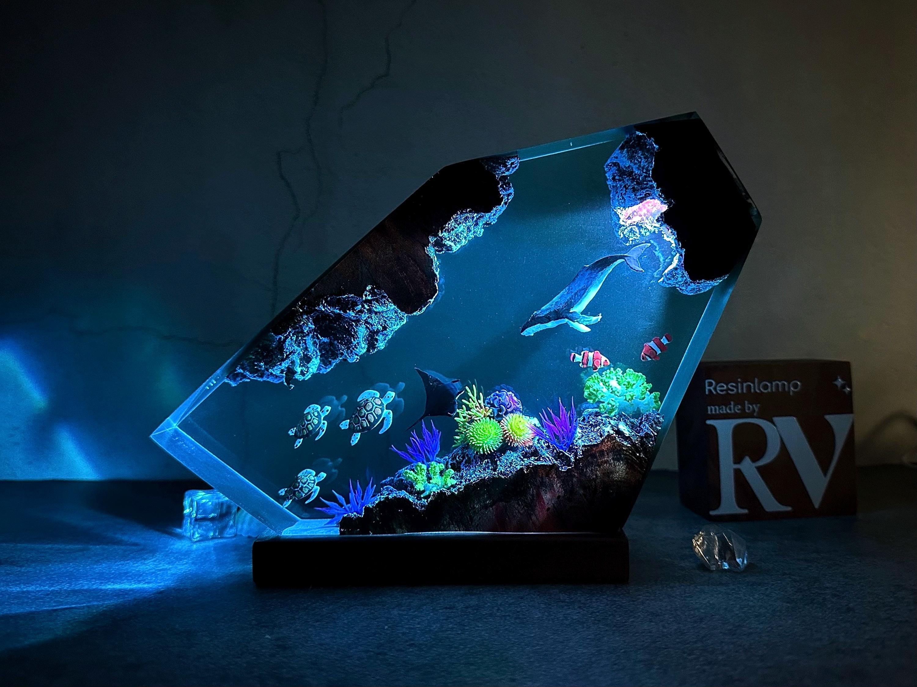 Custom Epoxy Resin Ocean Lamp, Whale, Turtle, Manta Ray Night Light,  resin art, gift for home, Gift for Kid, Unique Christmas
