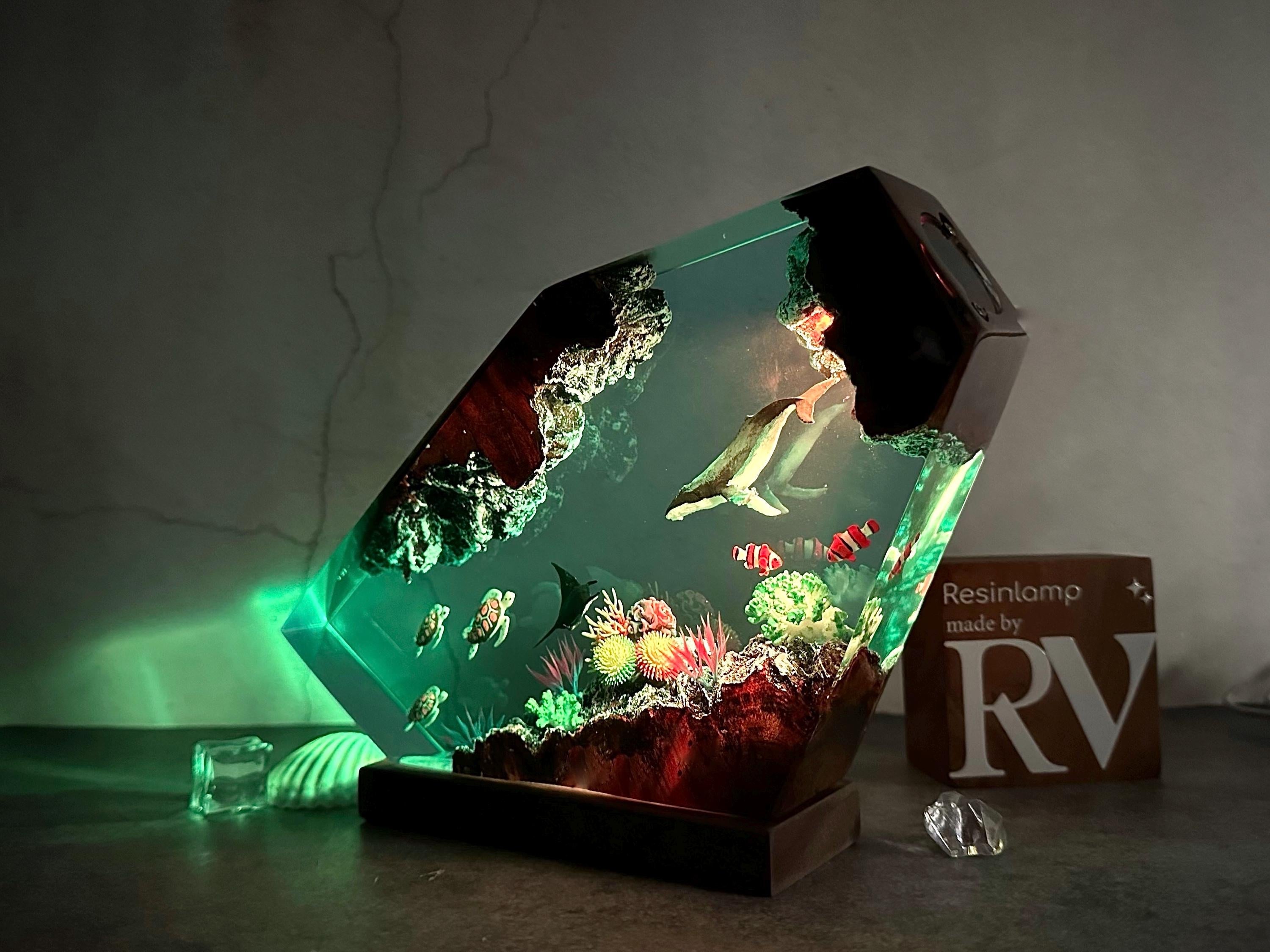Custom Epoxy Resin Ocean Lamp, Whale, Turtle, Manta Ray Night Light,  resin art, gift for home, Gift for Kid, Unique Christmas
