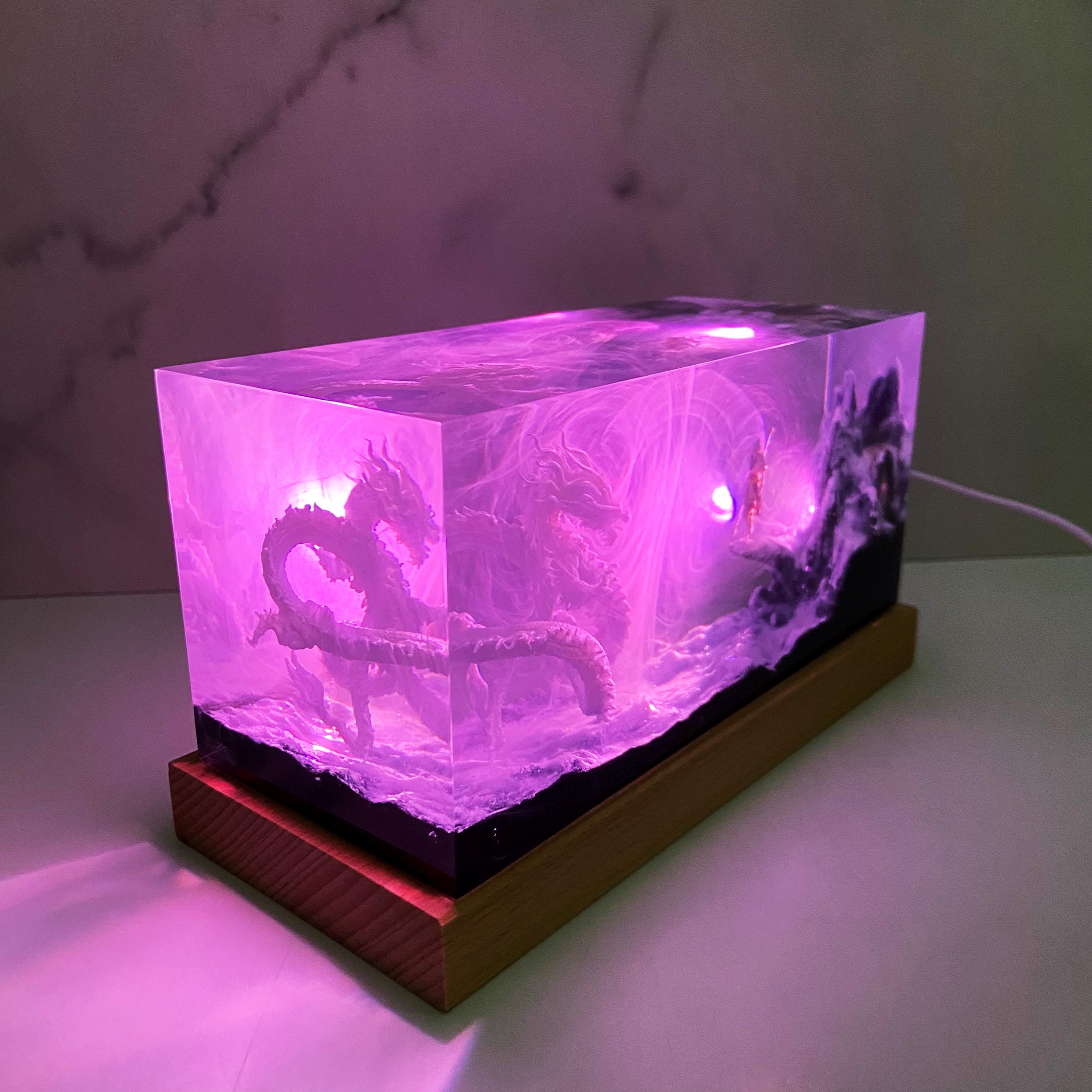 Handmade Dragon Resin Lamp, Game Landscape, Unique Home Decor, Gift For Game Lovers, Personalized Resin Lamp, Christmas Gift