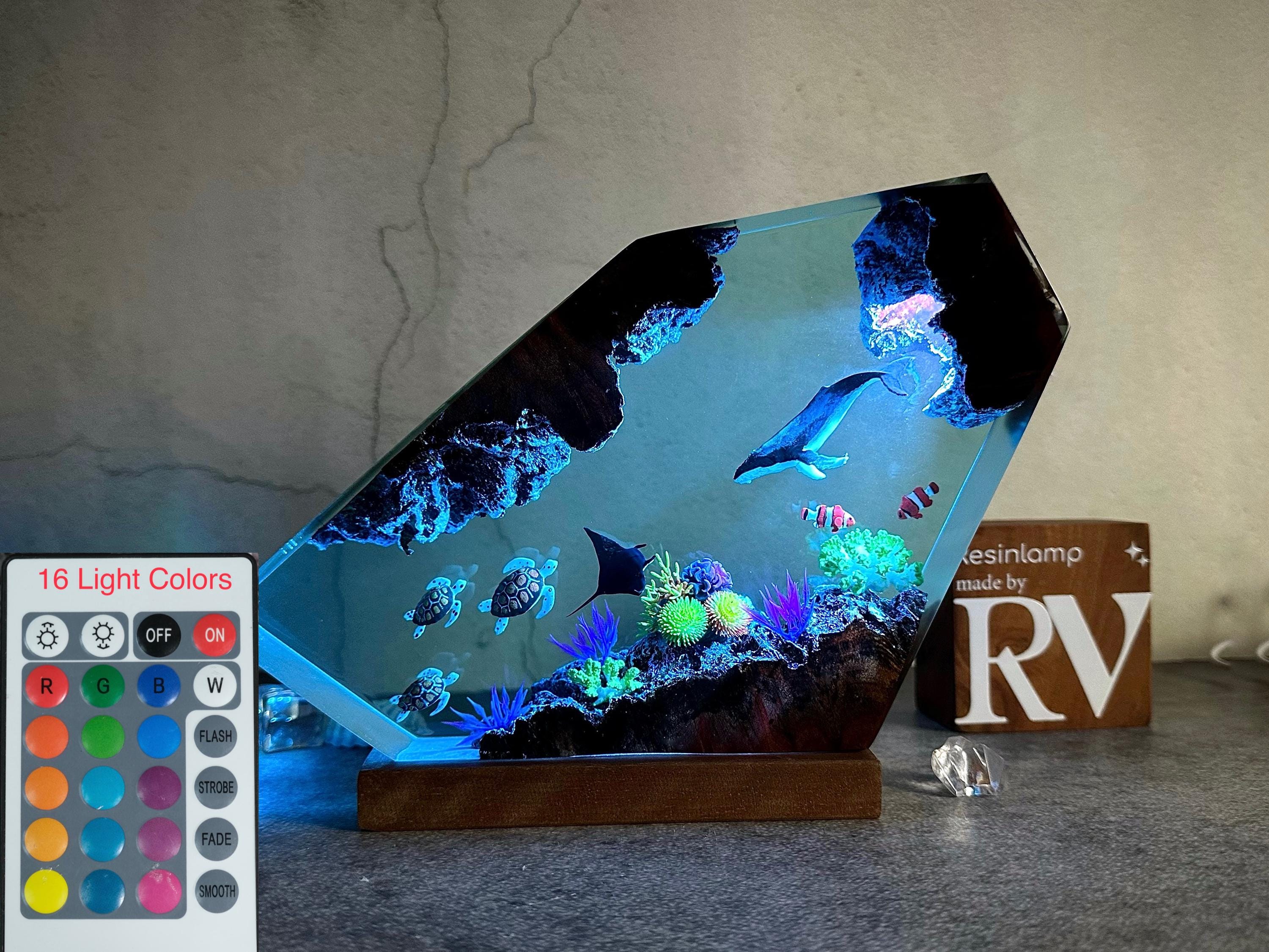 Custom Epoxy Resin Ocean Lamp, Whale, Turtle, Manta Ray Night Light,  resin art, gift for home, Gift for Kid, Unique Christmas