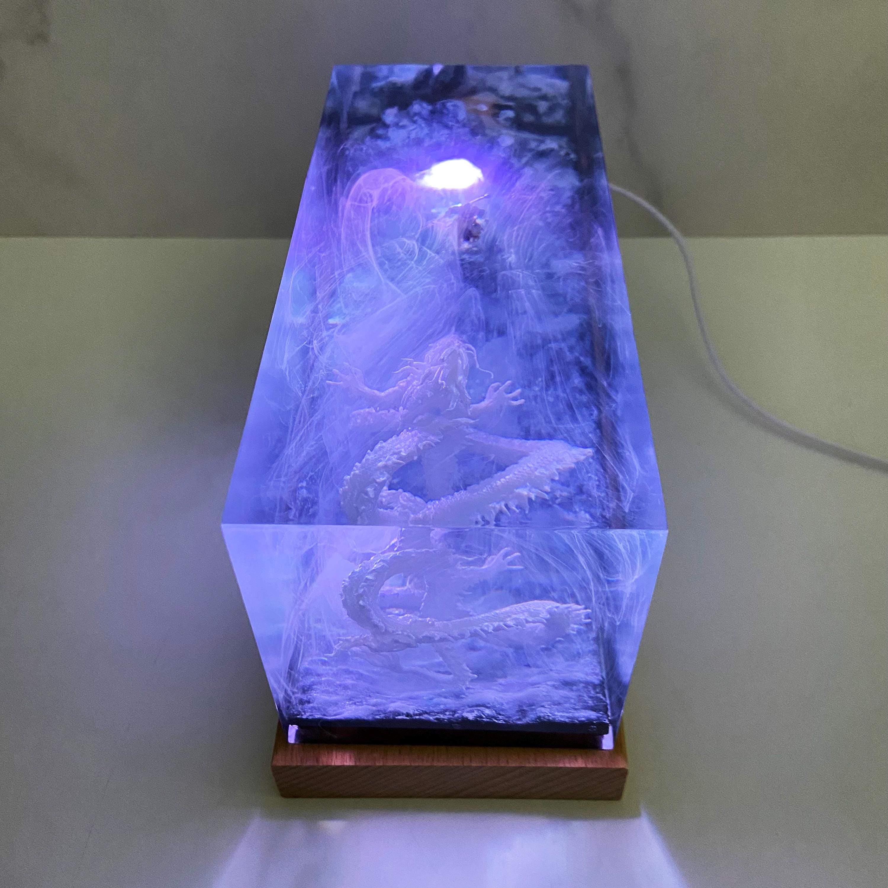 Handmade Dragon Resin Lamp, Game Landscape, Unique Home Decor, Gift For Game Lovers, Personalized Resin Lamp, Christmas Gift