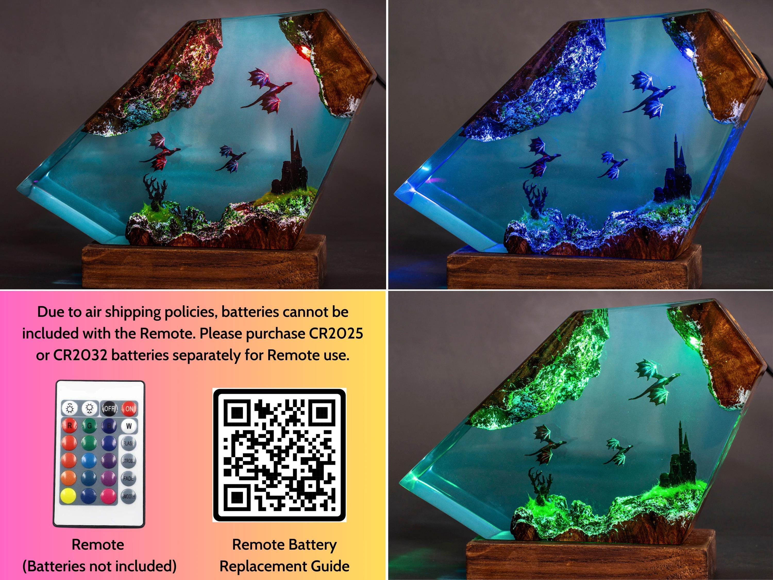 Fire and Ice Dragons Resin Lamp – Handcrafted Night Light, Fantasy Duo Dragon Gift, Custom Room Decor