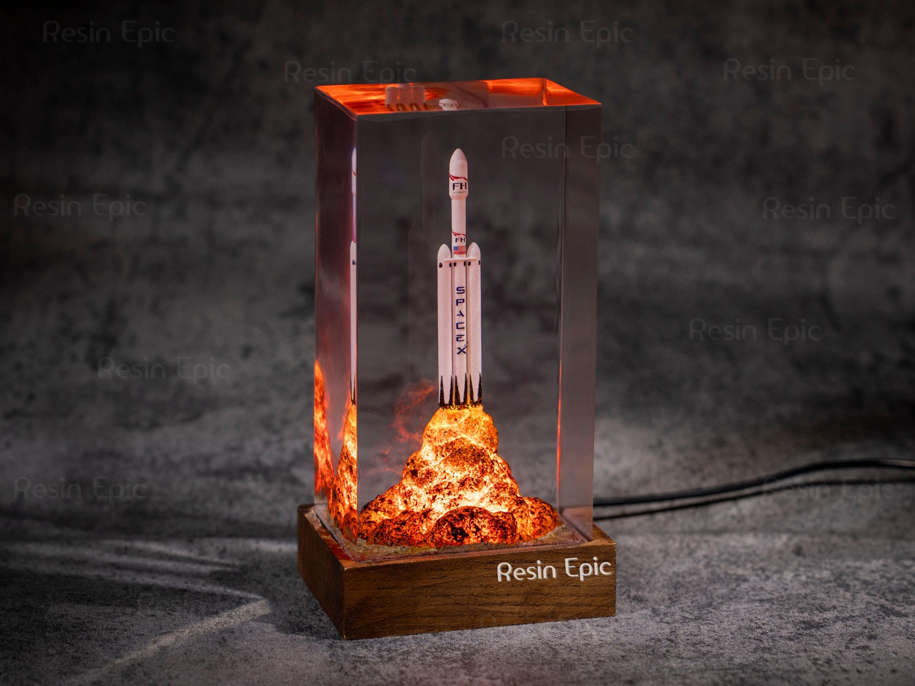 SpaceX Starship Rocket Launch Lamp - Falcon Heavy resin epoxy lamp, Gift for Engineers & Space Lovers, Luxury Corporate Gifts