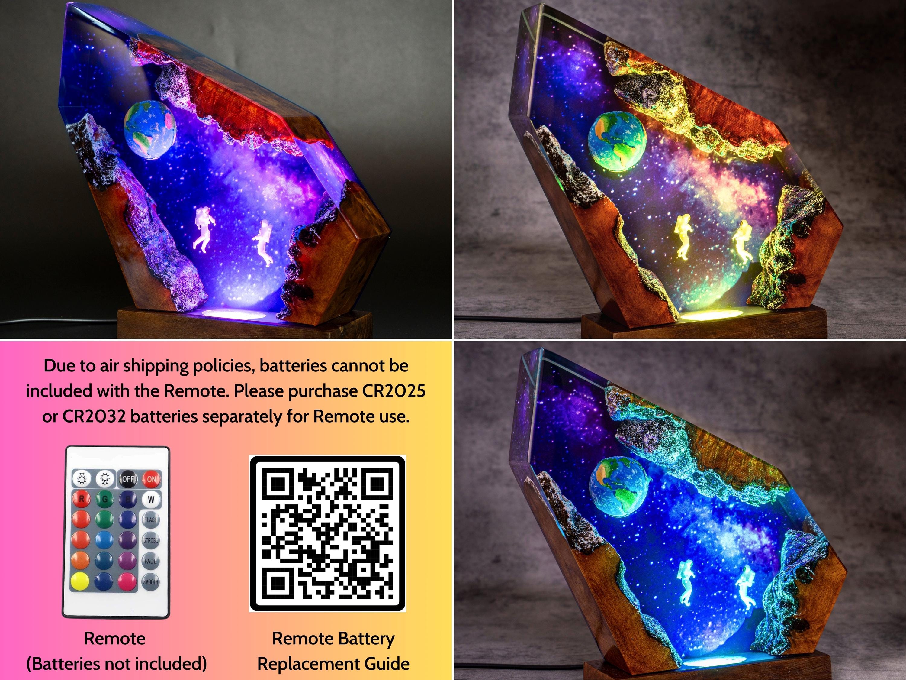 Astronaut Galaxy Epoxy Resin Lamp - Space Night Lights, Astronaut & Earth Night Light | Universe-Inspired LED Lamp, gift for him