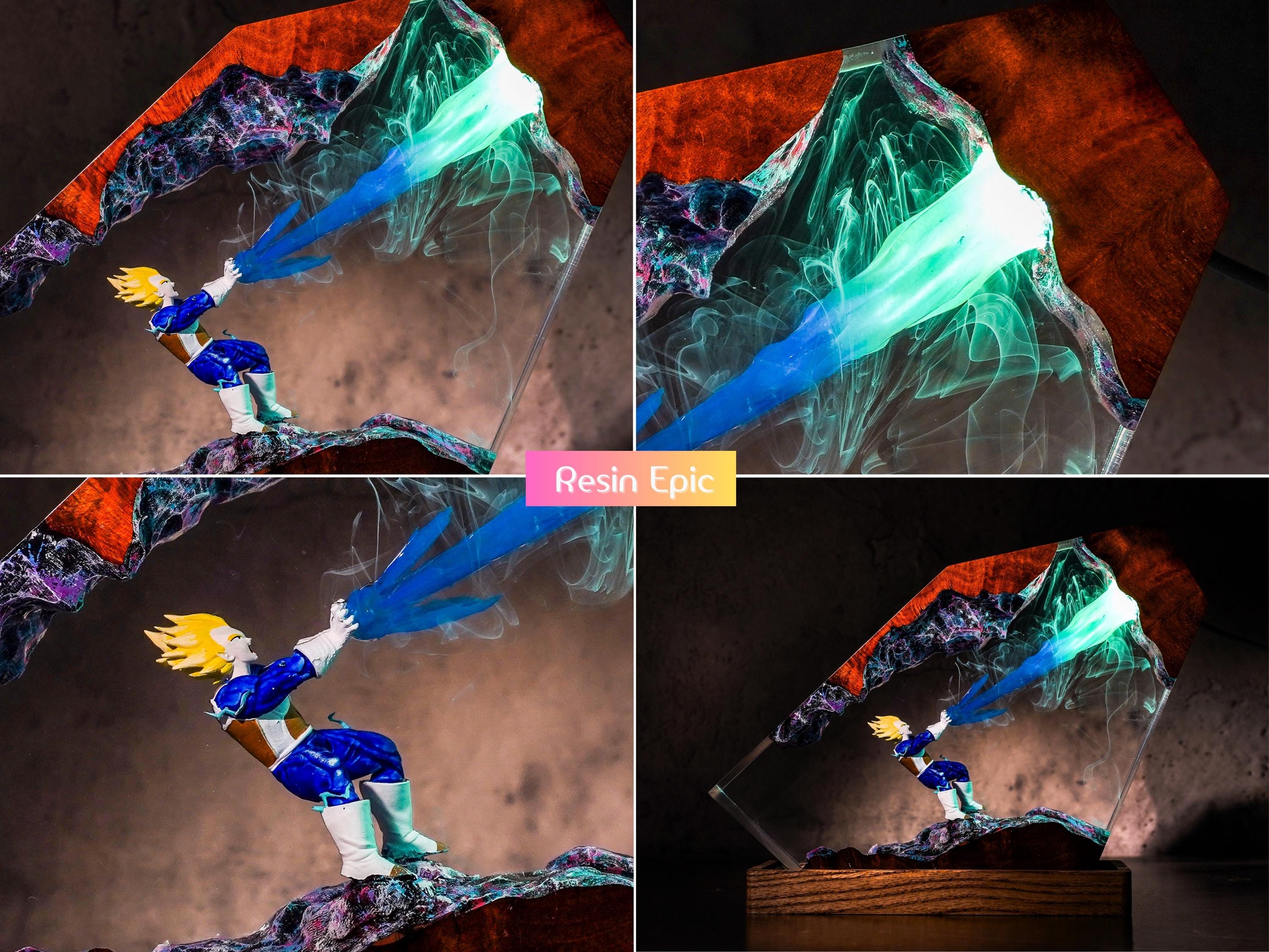 Handcrafted Anime Resin Night Light - Japanese anime Epoxy Lamp, Dragon ball Majin Son, goku and vegeta