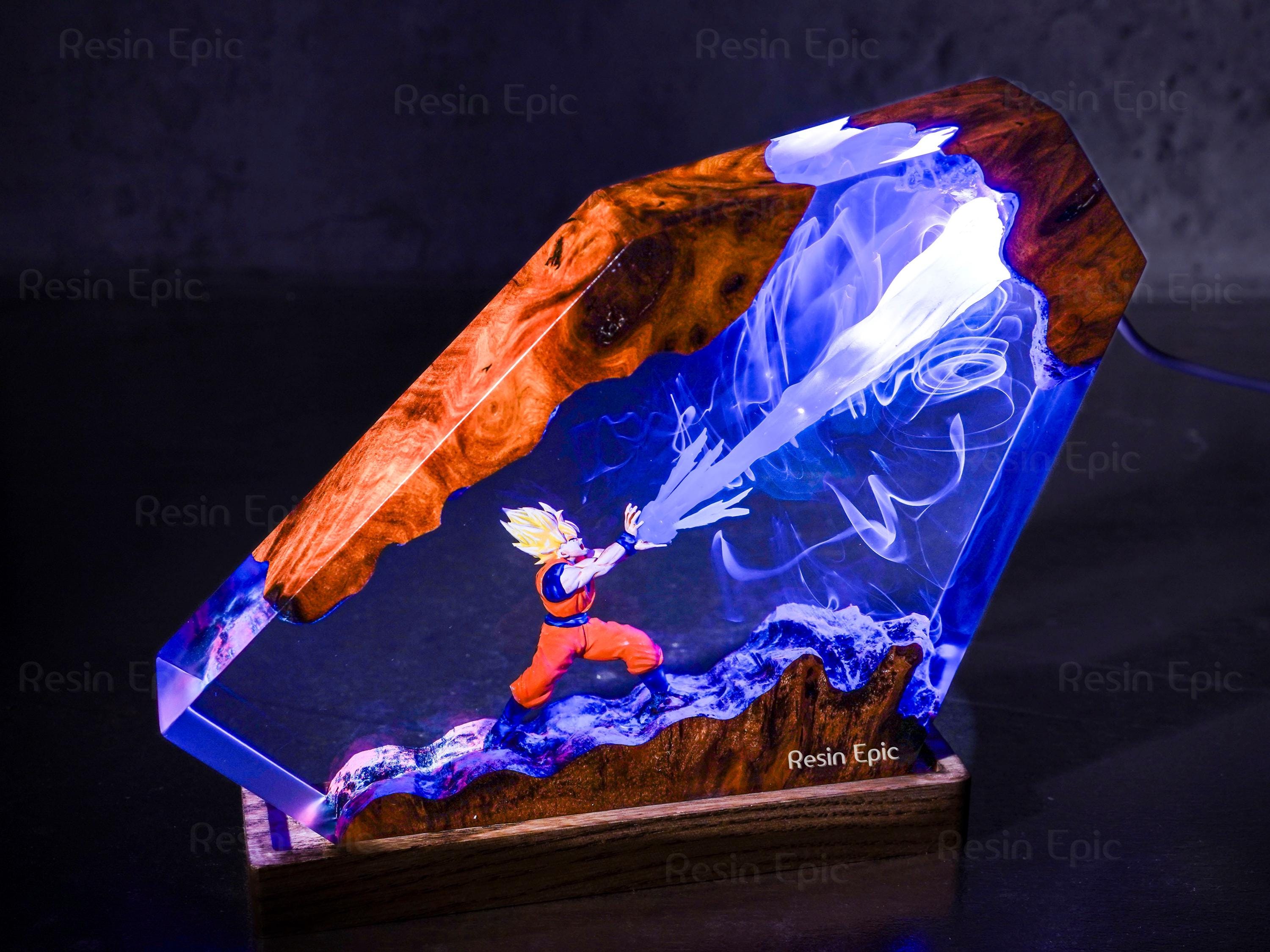 Handcrafted Anime Resin Night Light - Japanese anime Epoxy Lamp, Dragon ball Majin Son, goku and vegeta