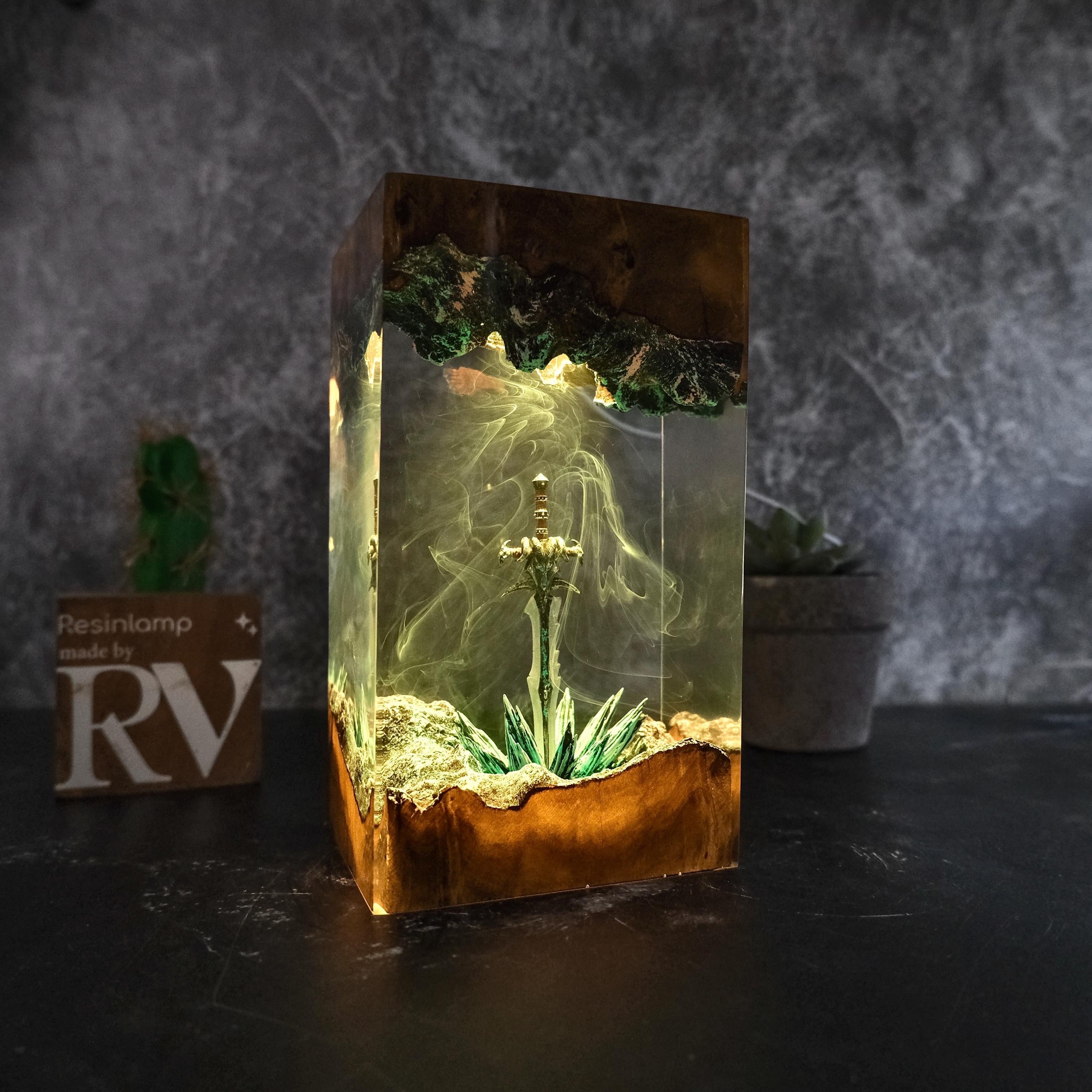 Handmade Icebound Sword Sword Resin Lamp: Gamer Decor Gift, gift for him, gift for gamer, Handmade Sword figure, Fantasy world, Home Decor.