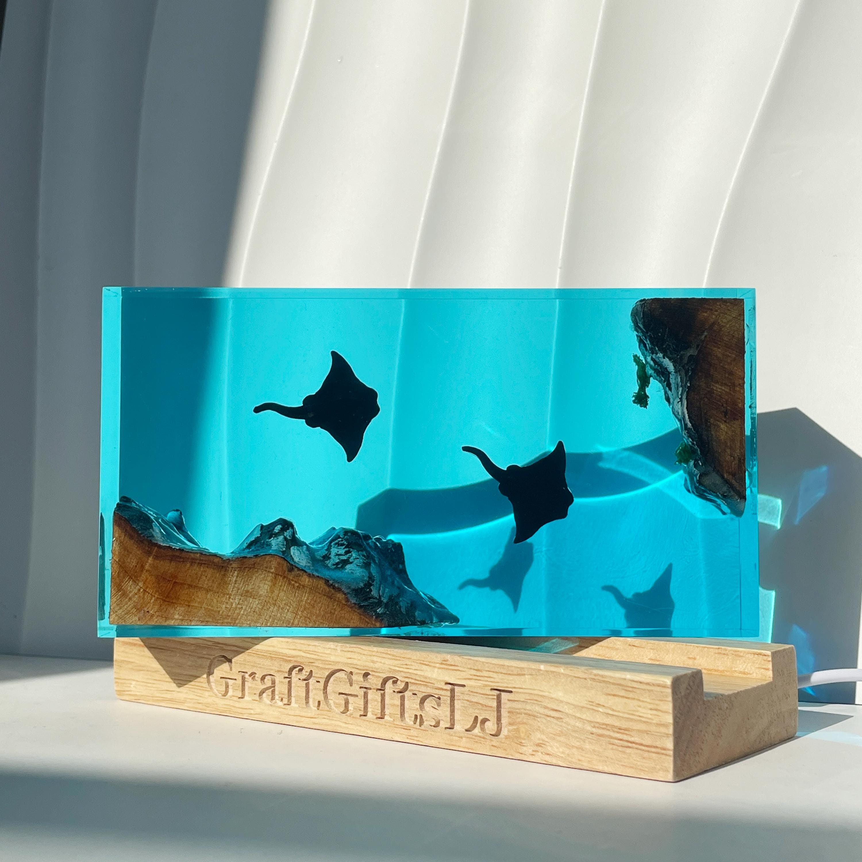 Manta Ray Resin Lamp, Ocean Artwork, Personalized Decor, Halloween Gifts, Christmas Gifts, Best Friend Gifts