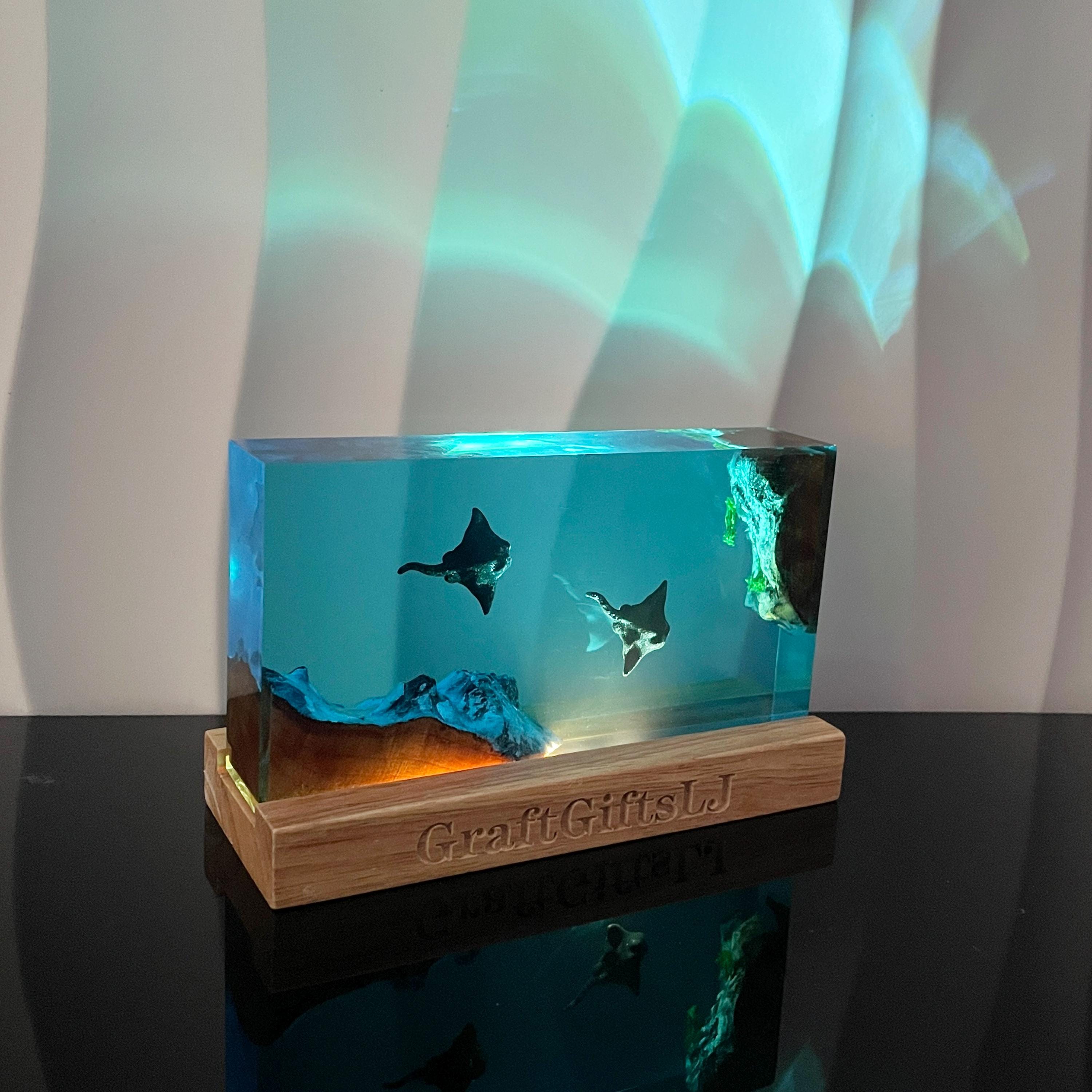 Manta Ray Resin Lamp, Ocean Artwork, Personalized Decor, Halloween Gifts, Christmas Gifts, Best Friend Gifts