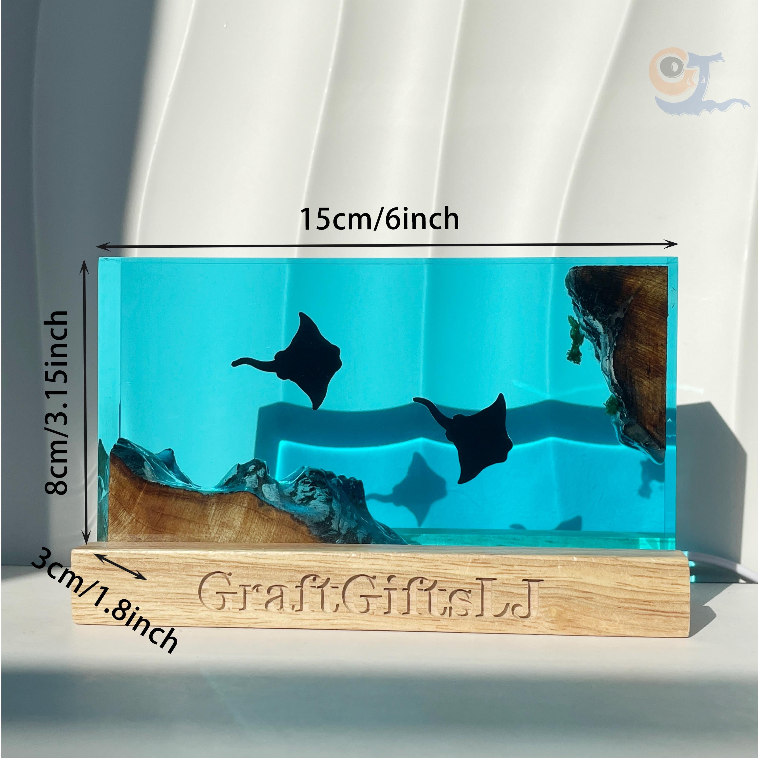 Manta Ray Resin Lamp, Ocean Artwork, Personalized Decor, Halloween Gifts, Christmas Gifts, Best Friend Gifts