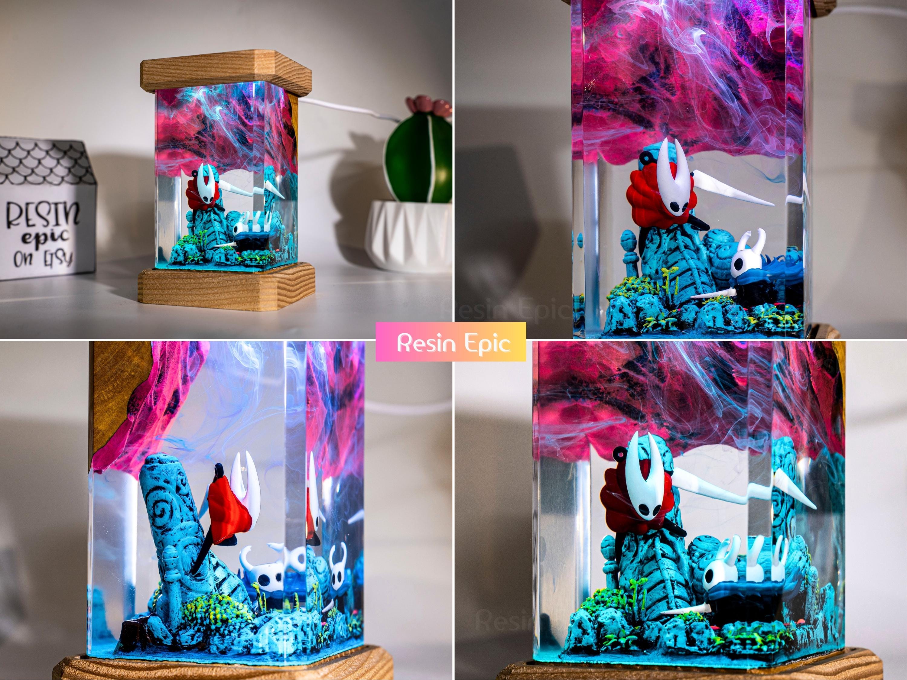Journey of Hor.net vs K.night resin lamp, Hollow Knight Resin Lamp, Hornet and Knight Light, Hollow Silk & song Figure, Handmade Epoxy Lamp