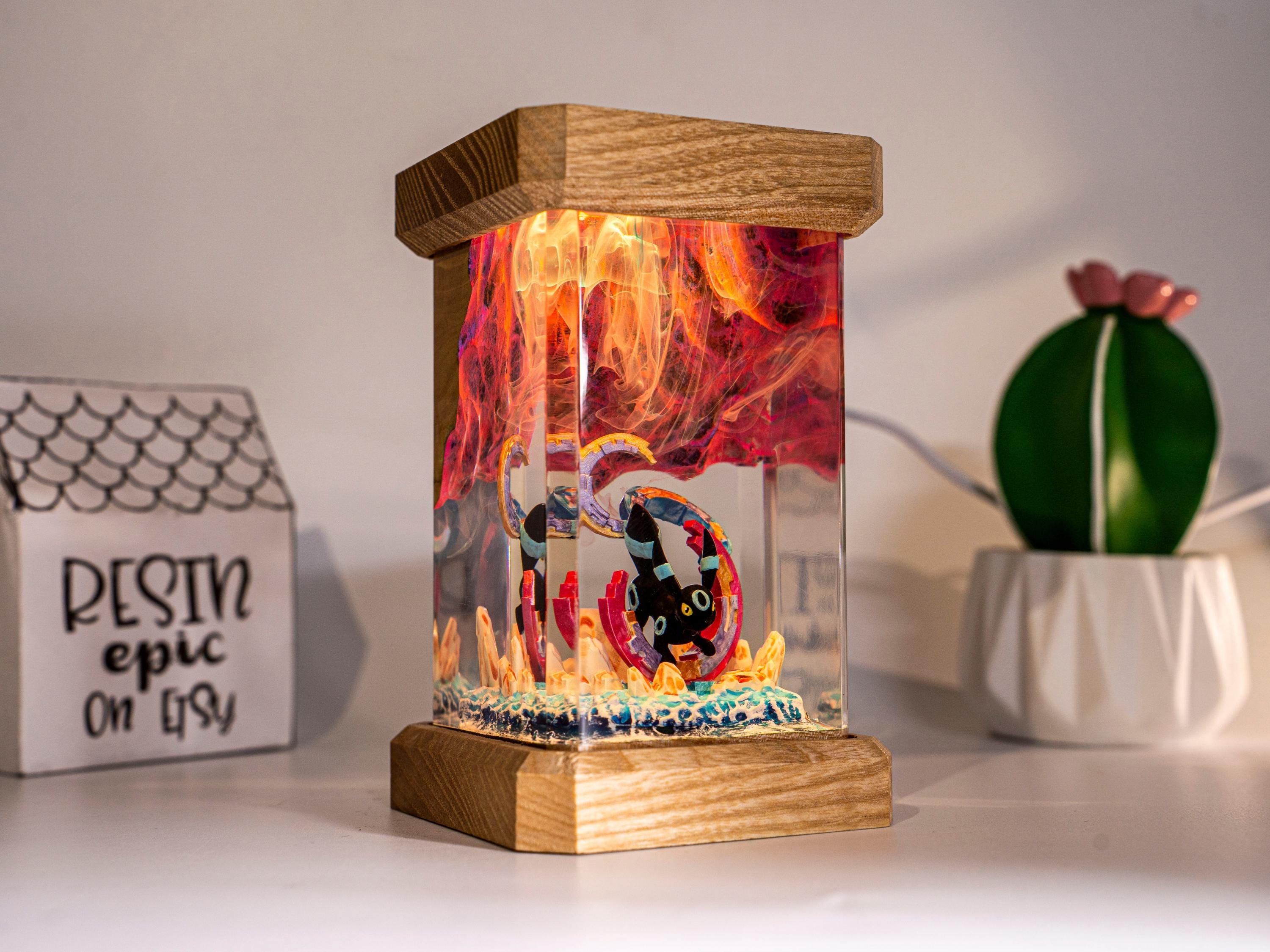 Eevee Evolution Resin Lamp, Unique Epoxy Lamp for Kid, custom night light, pokemon figure, mother's day gift ideas