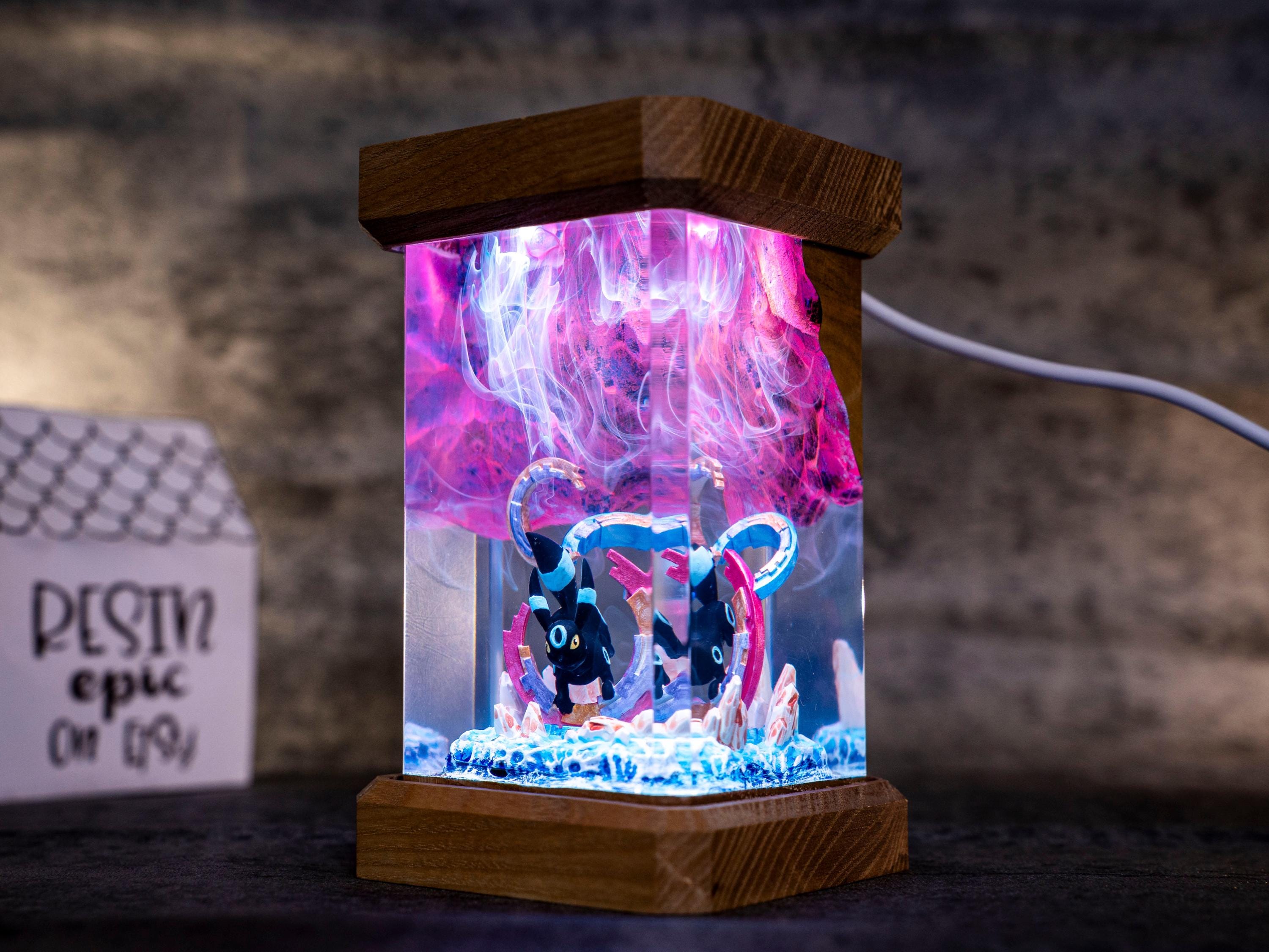 Eevee Evolution Resin Lamp, Unique Epoxy Lamp for Kid, custom night light, pokemon figure, mother's day gift ideas