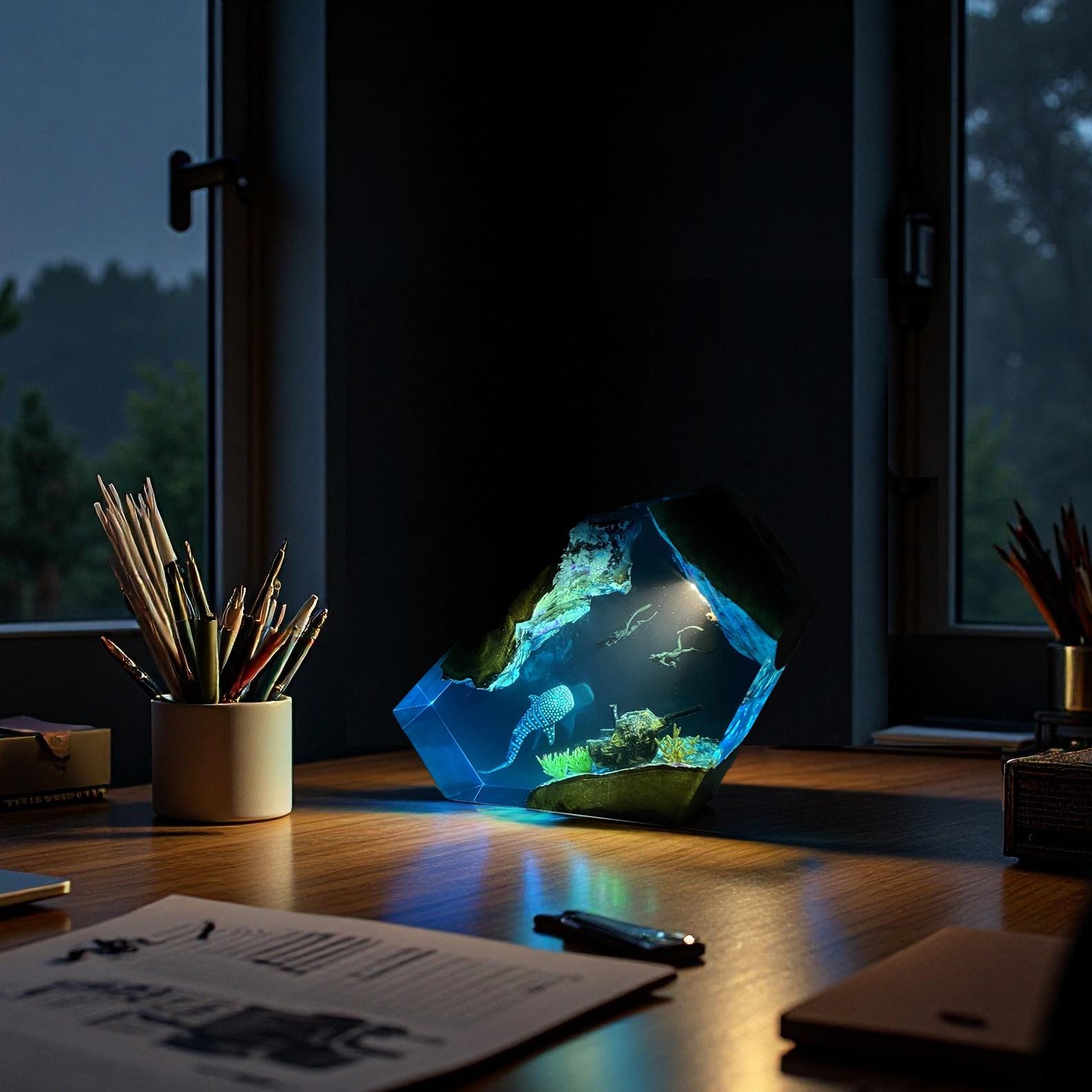 Whale Shark Resin Night Light, Ocean Lover Gift, Living Room Decoration, Mother's Day Gift, Shipwreck, Christmas Gift, Best Friend Gift