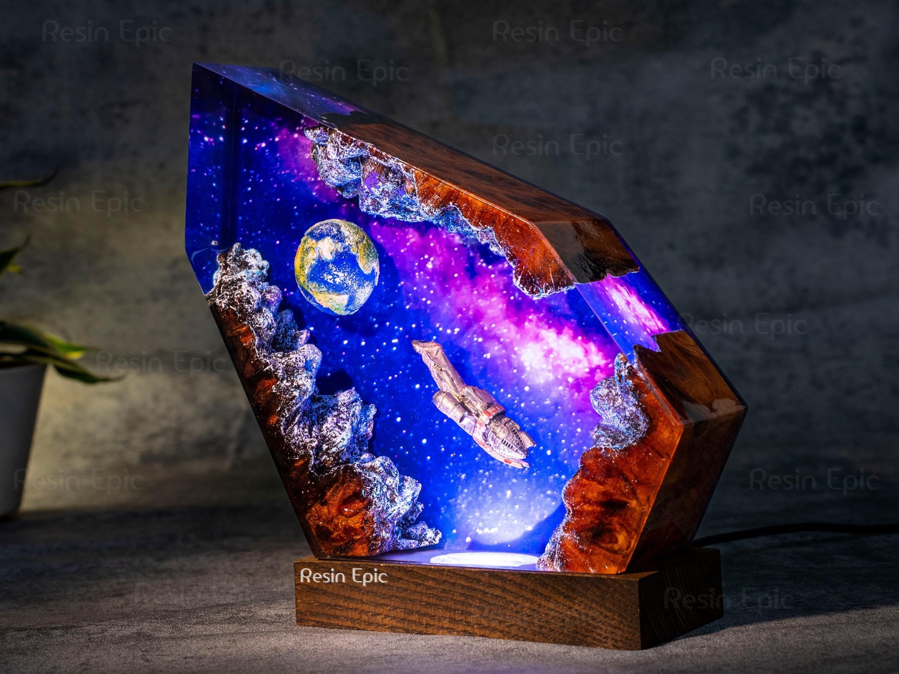 Serenity Ship resin night light - Astronaut Galaxy Epoxy lamp, Firefly Inspired Sci-Fi lamp, Gift for mom, Serenity Ship figure