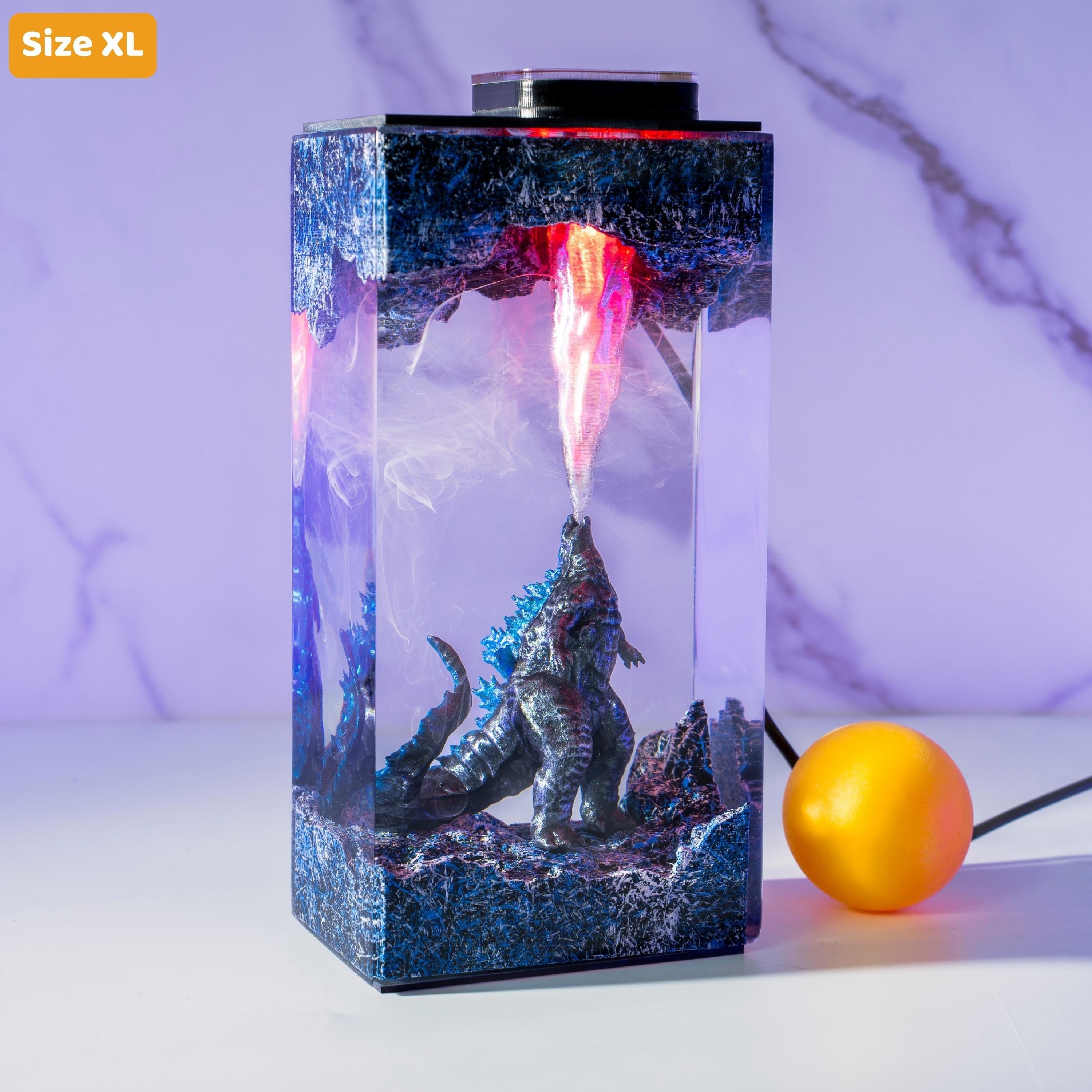 Godzilla Handmade decor Epoxy Lamp- diorama resin lamp, handmade gifts for him, home decoration, godzilla lamp, mother's day