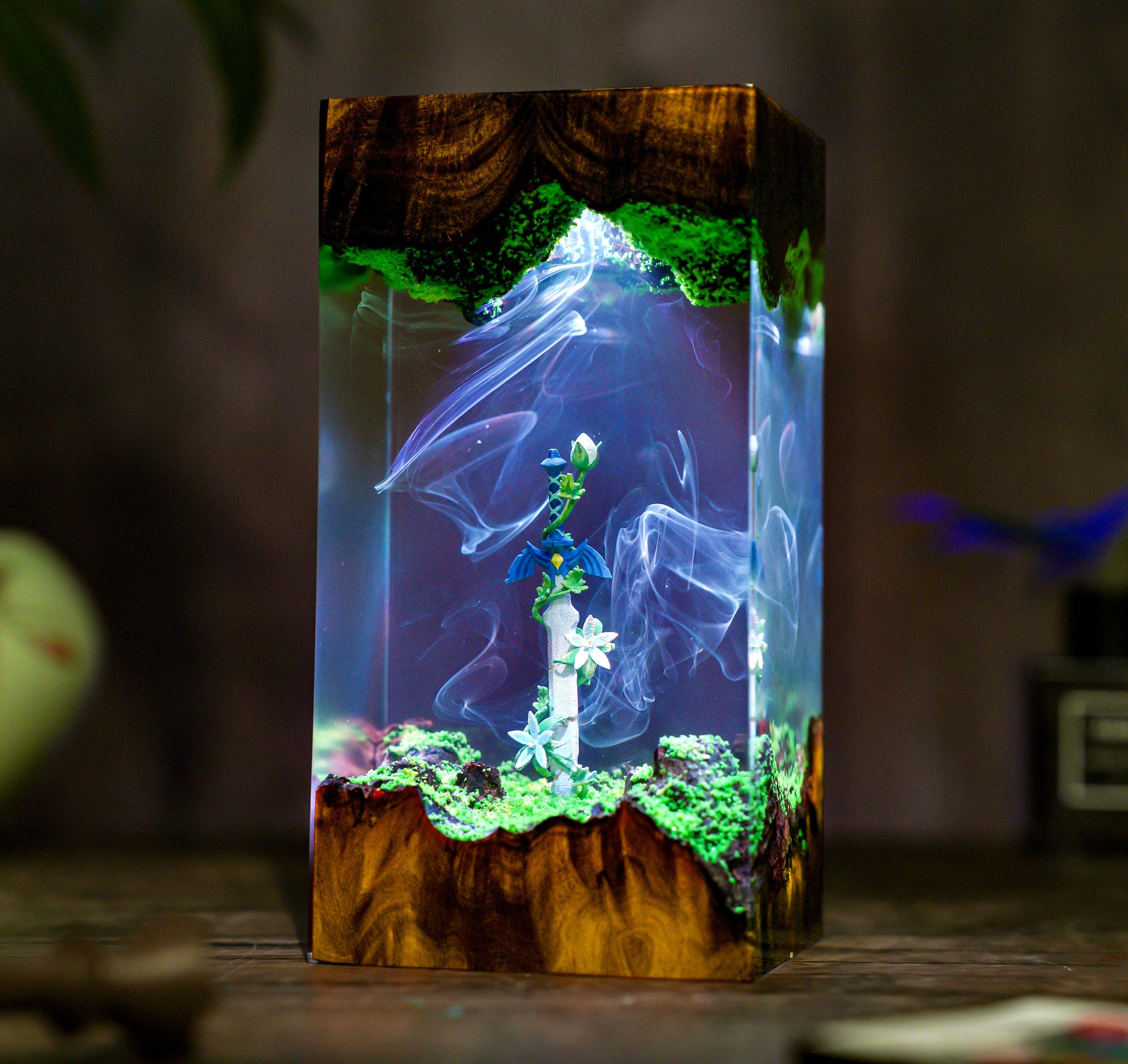 Handmade Legendary Sword, Sword Silent Princess Flower lamp,  Resin Wood Lamp, Hylaria Statue Gaming Decor, Winter Gifts for Him, TLoZ  BOTW
