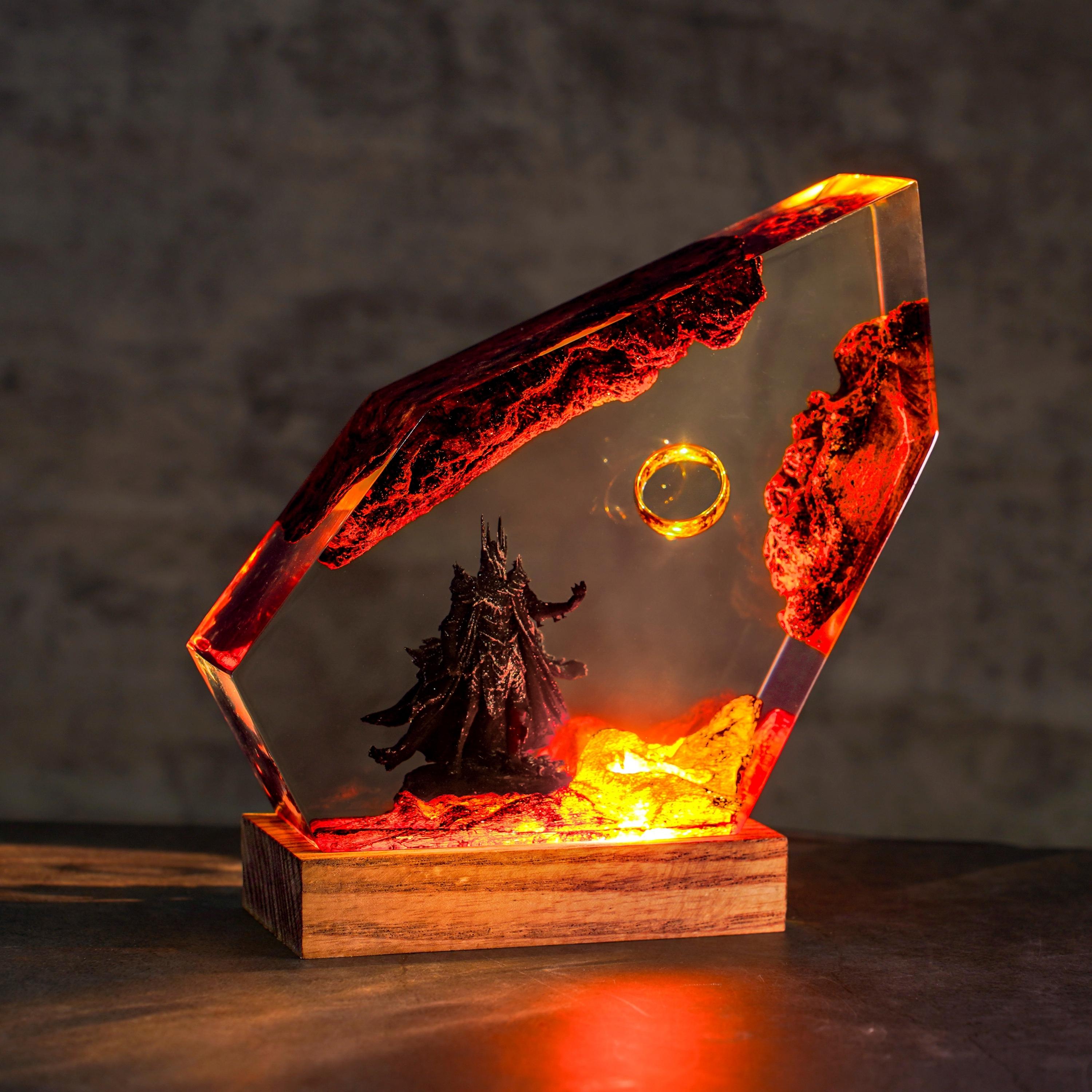 Ring of Flame Resin  Night Lamp – custom resin night light, gaming decor, Lord Ring resin night light,  gift for mom, sauron lamp for him
