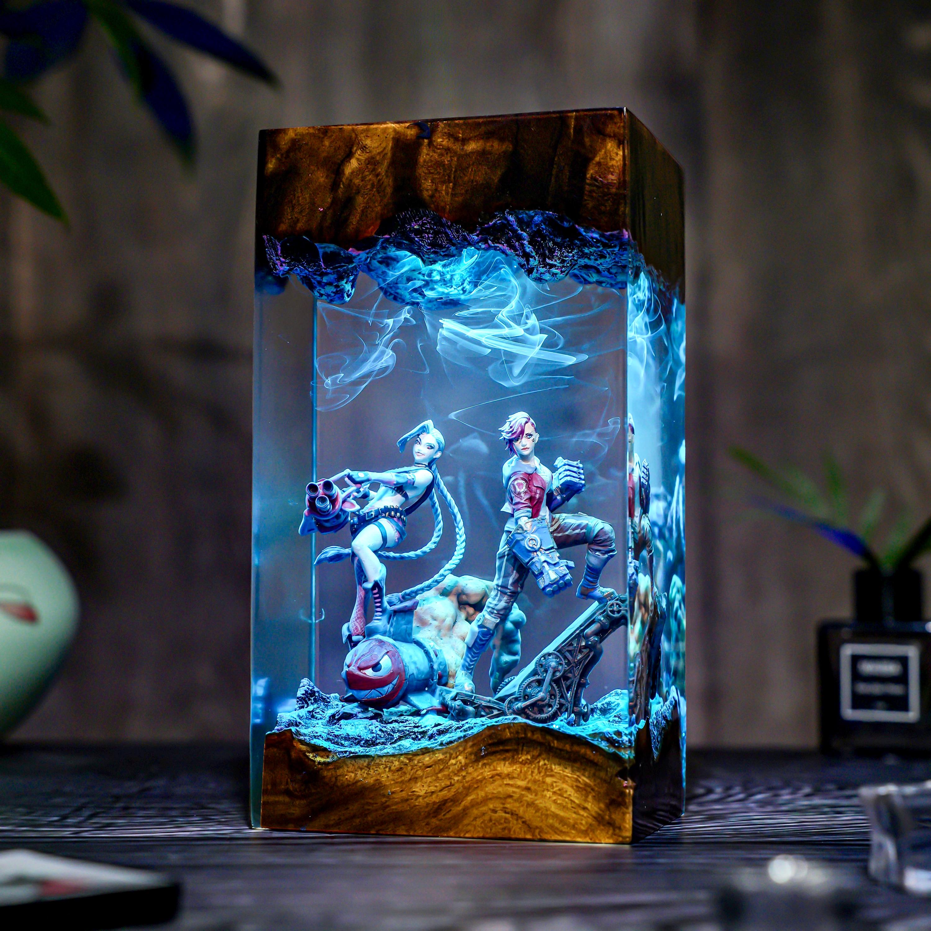 Handmade League of Heroes lamp, Game of Legends, ZinX & Vy Lamp, Resin figures, Table lamp, Gamer Gift, Fan Merchandise, Christmas gift