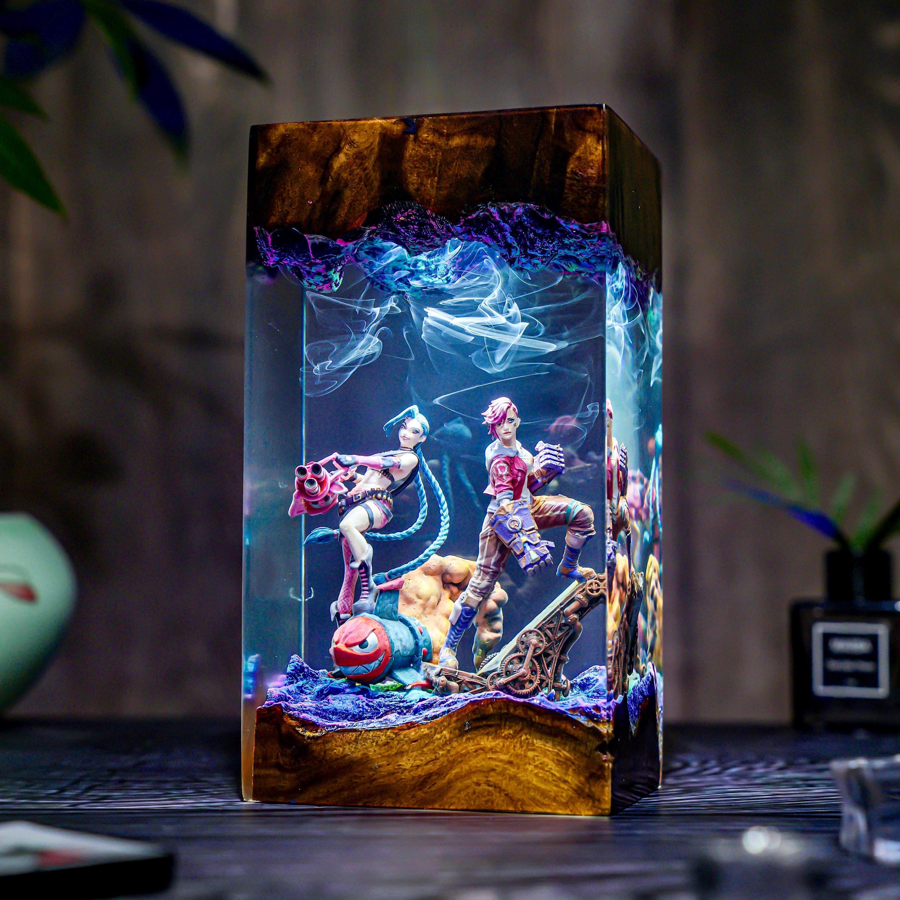 Handmade League of Heroes lamp, Game of Legends, ZinX & Vy Lamp, Resin figures, Table lamp, Gamer Gift, Fan Merchandise, Christmas gift