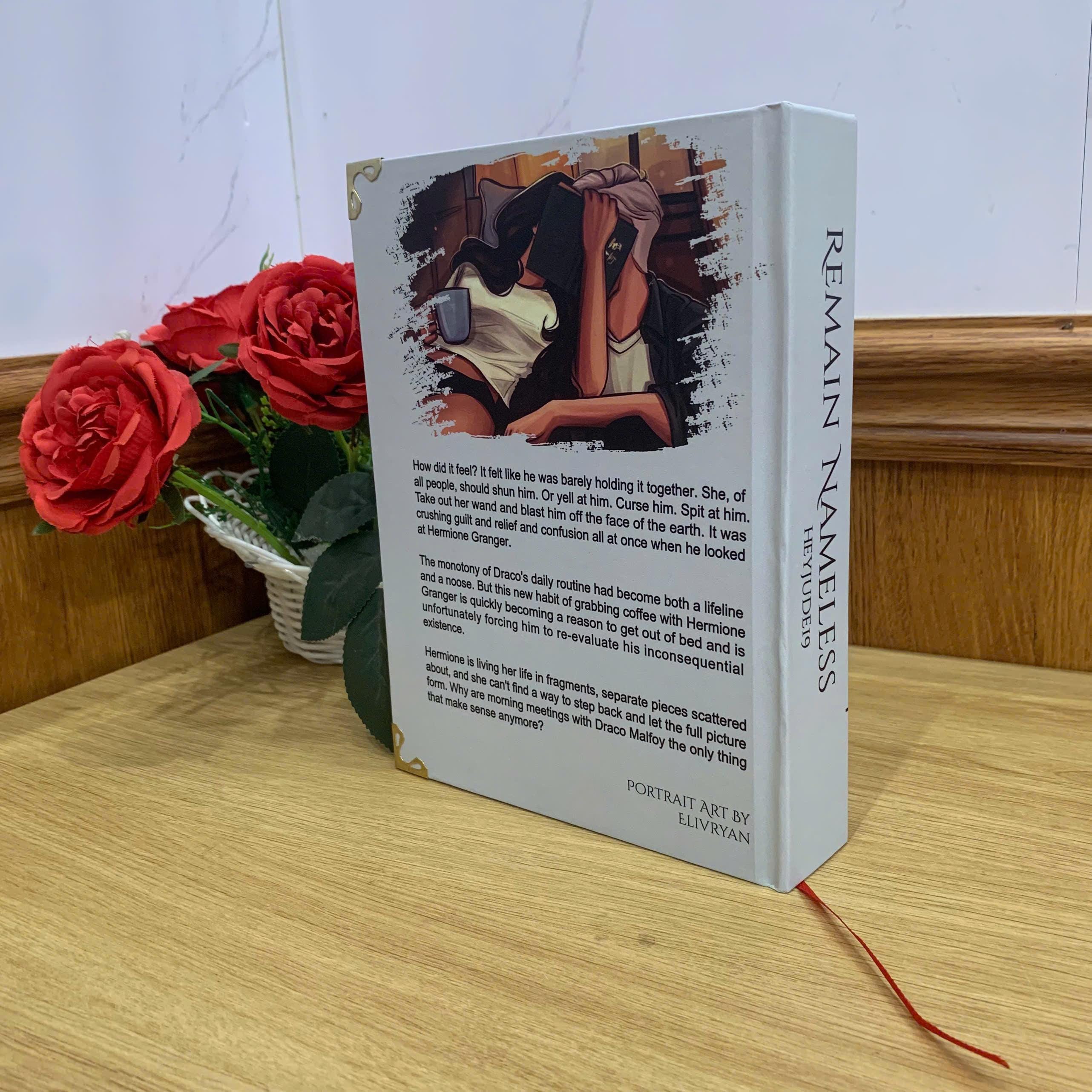REMAIN NAMELESS Hardcover Book: Illustrated Romantic Dramione Fanfiction, White Cover Art