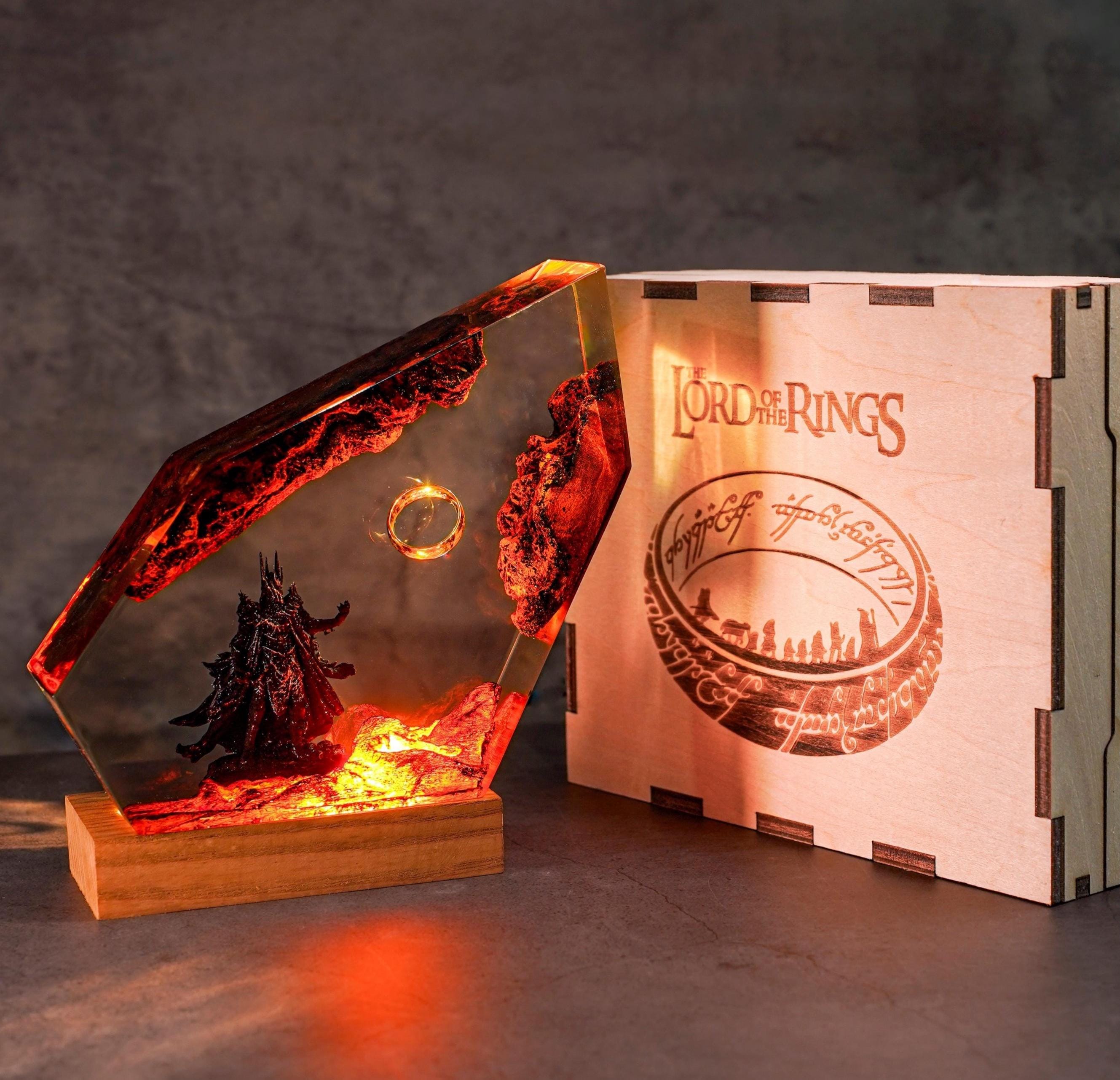 Ring of Flame Resin  Night Lamp – custom resin night light, gaming decor, Lord Ring resin night light,  gift for mom, sauron lamp for him