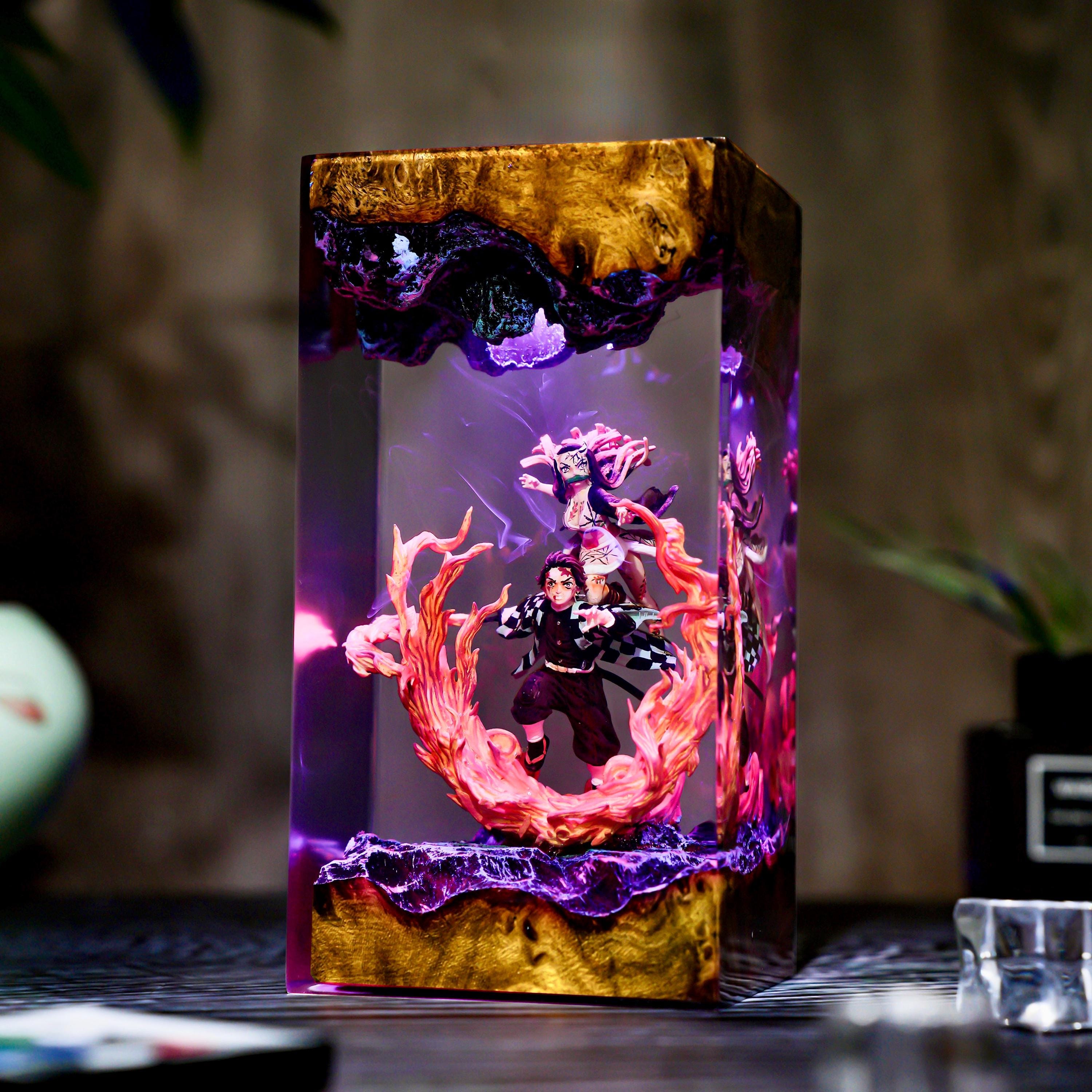 Handmade Anime Demon Hunter Resin lamp, Shadow Slayer, Tan.ziro and Ne.ruko figure, Hot Anime Model, Christmas idea gift