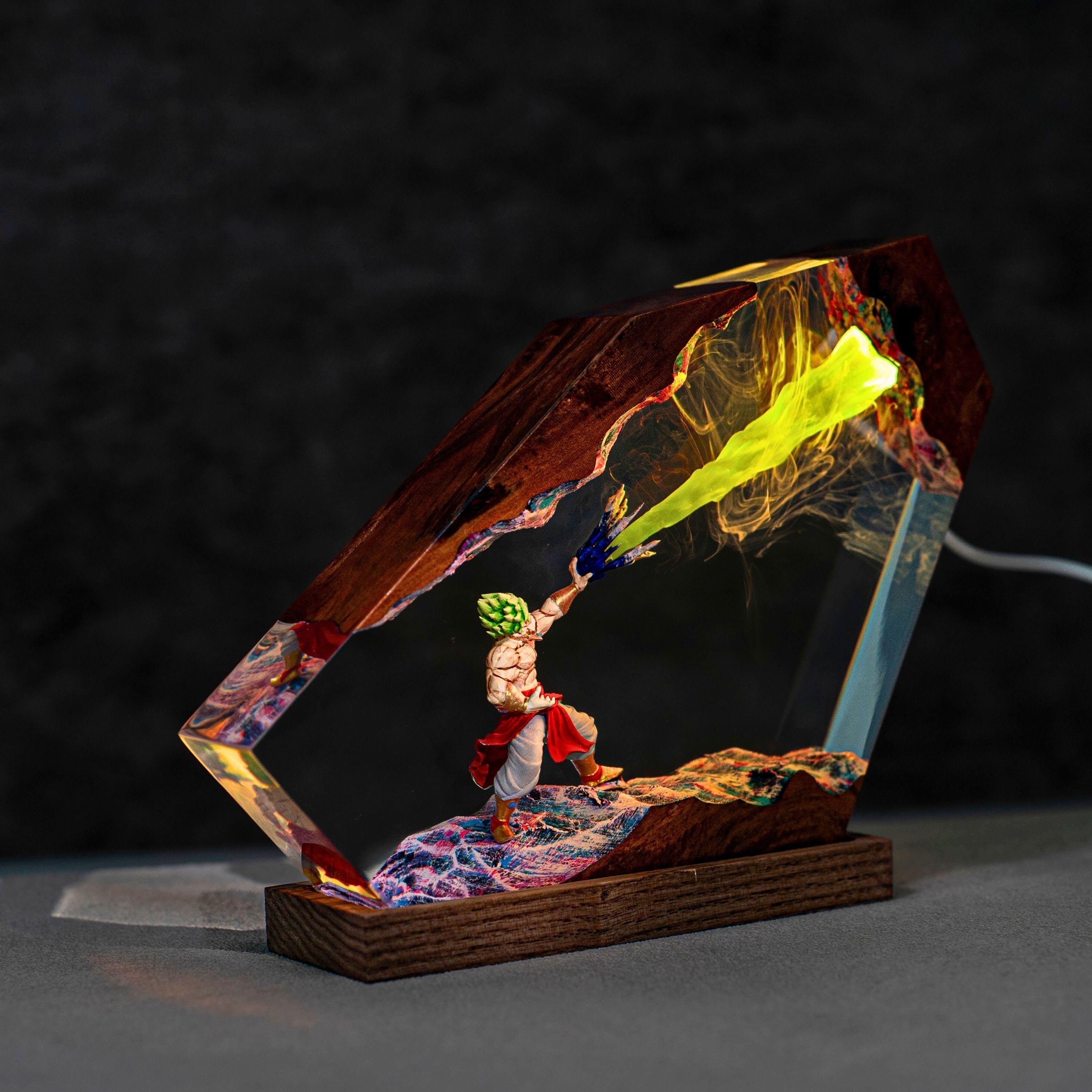 Handcrafted Anime Resin Night Light - Japanese anime Epoxy Lamp, Dragon ball Majin Son, goku and vegeta