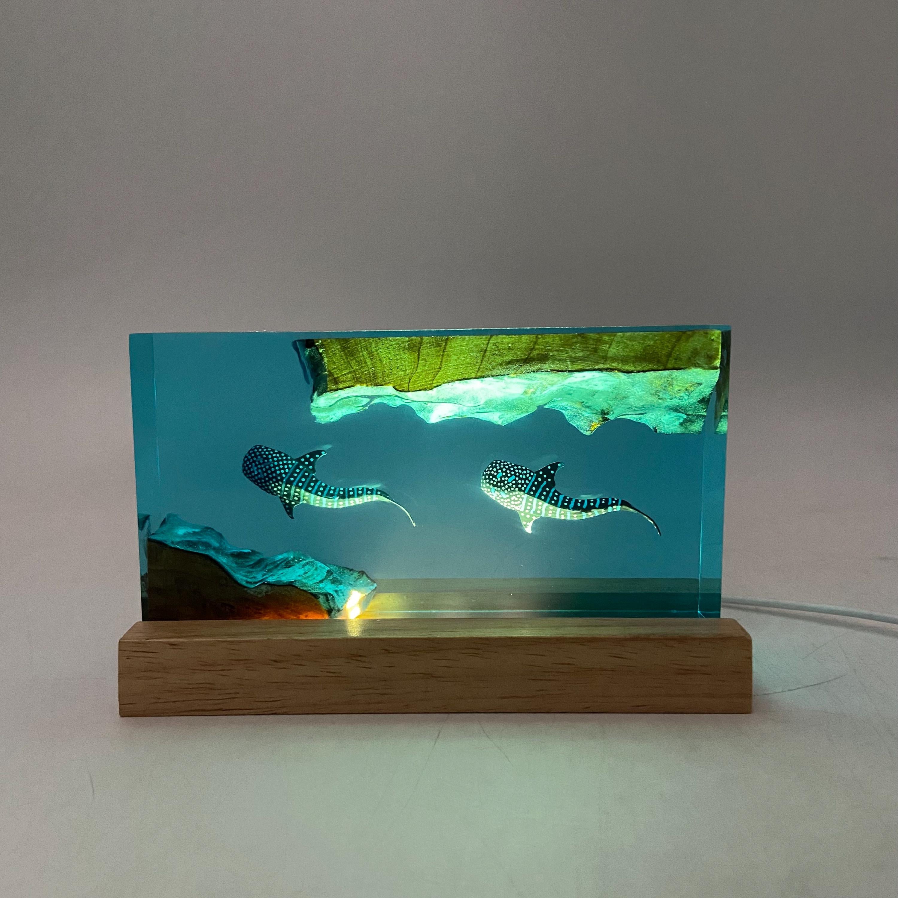Whale Shark Cube Resin Lamp, Handmade Ornament, Diver Art Craft, ocean art, Best Friend Gift, Unique Decor, Gift for Kids, Christmas gifts